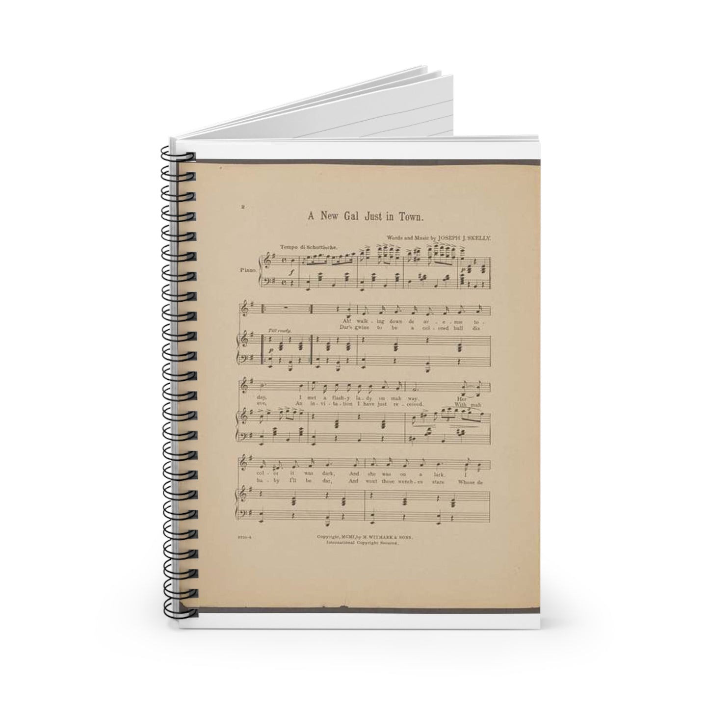 A new gal just in town - Public domain sheet music scan Spiral Bound Ruled Notebook with Printed Cover