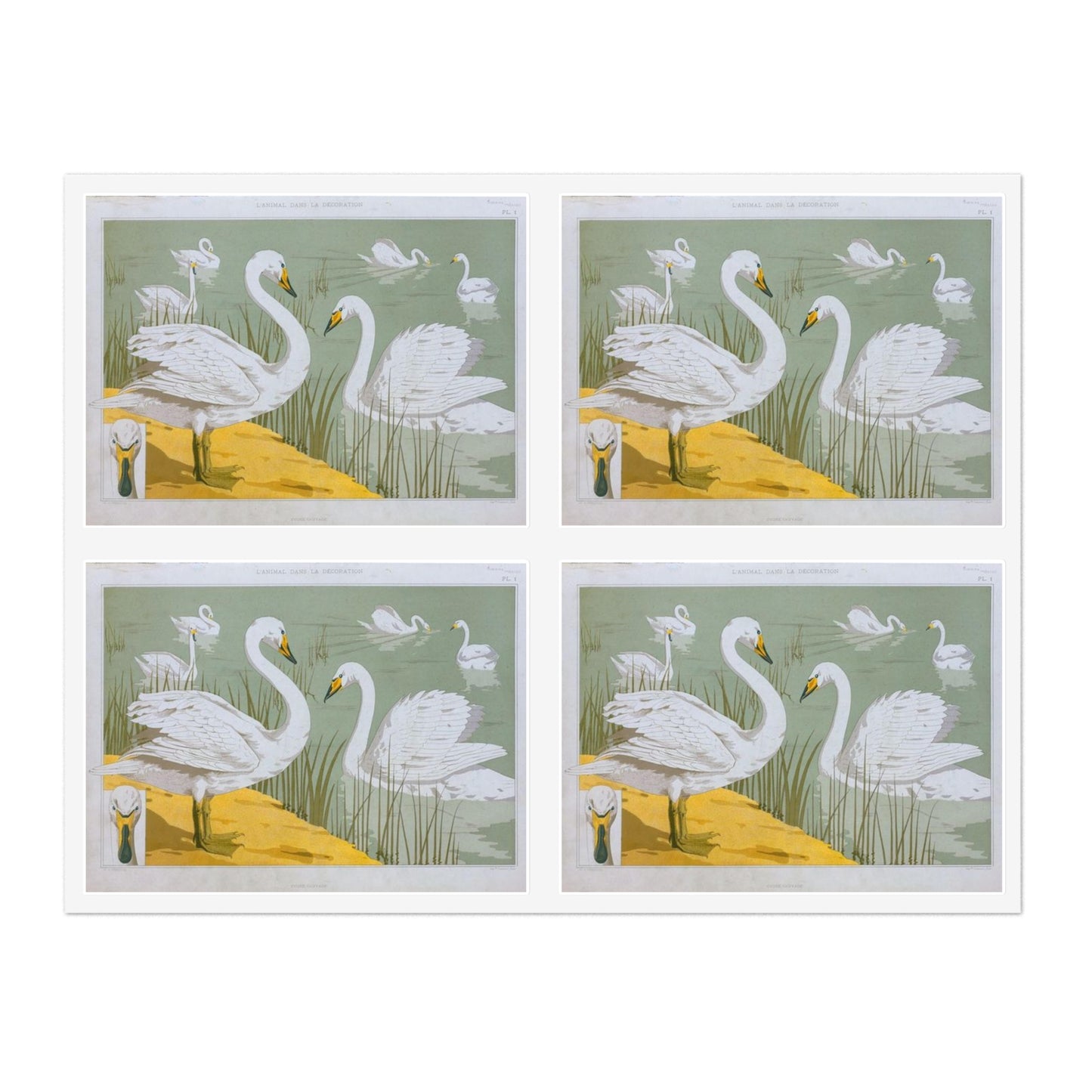 Cygne sauvage - Art nouveau public domain image Laminated UV Protective Vinyl Stickers