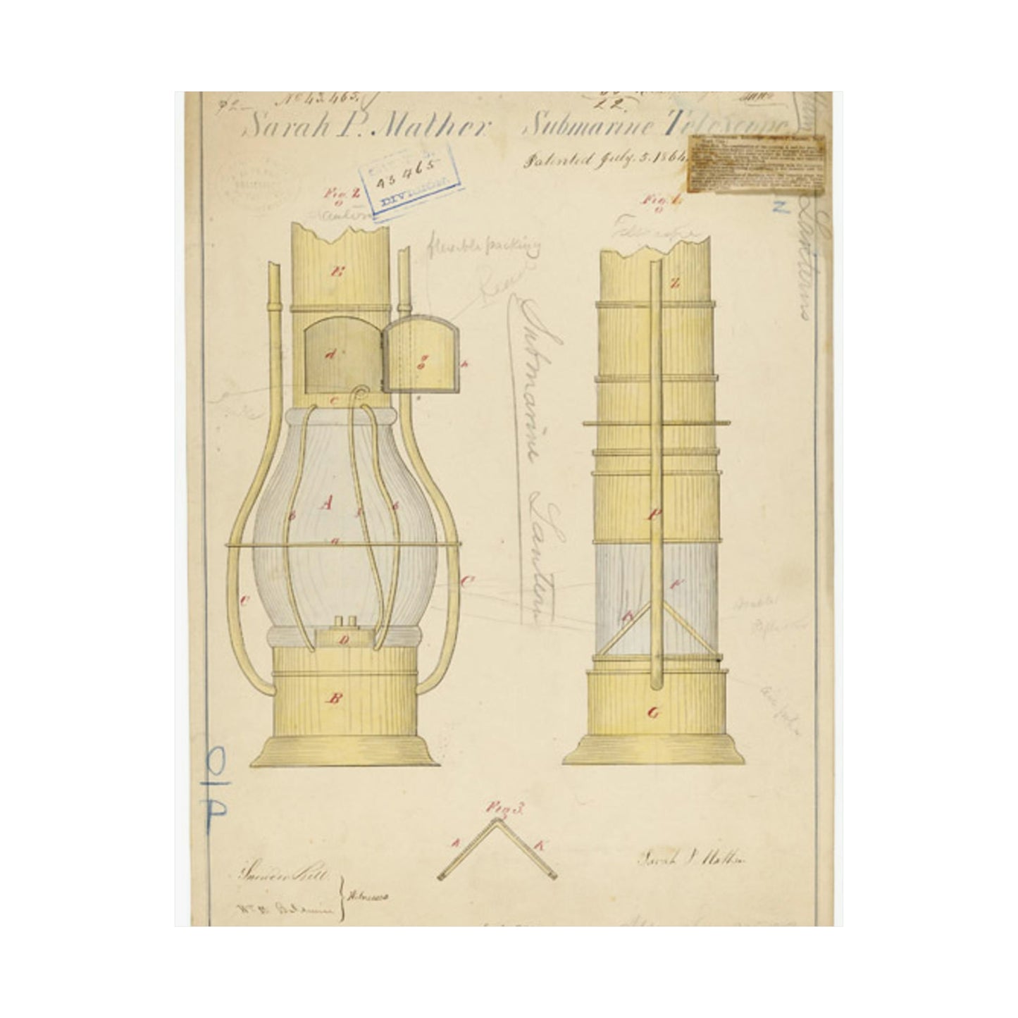 Patent drawing - Drawing of Submarine Telescope Public domain  image High Quality Matte Wall Art Poster for Home, Office, Classroom