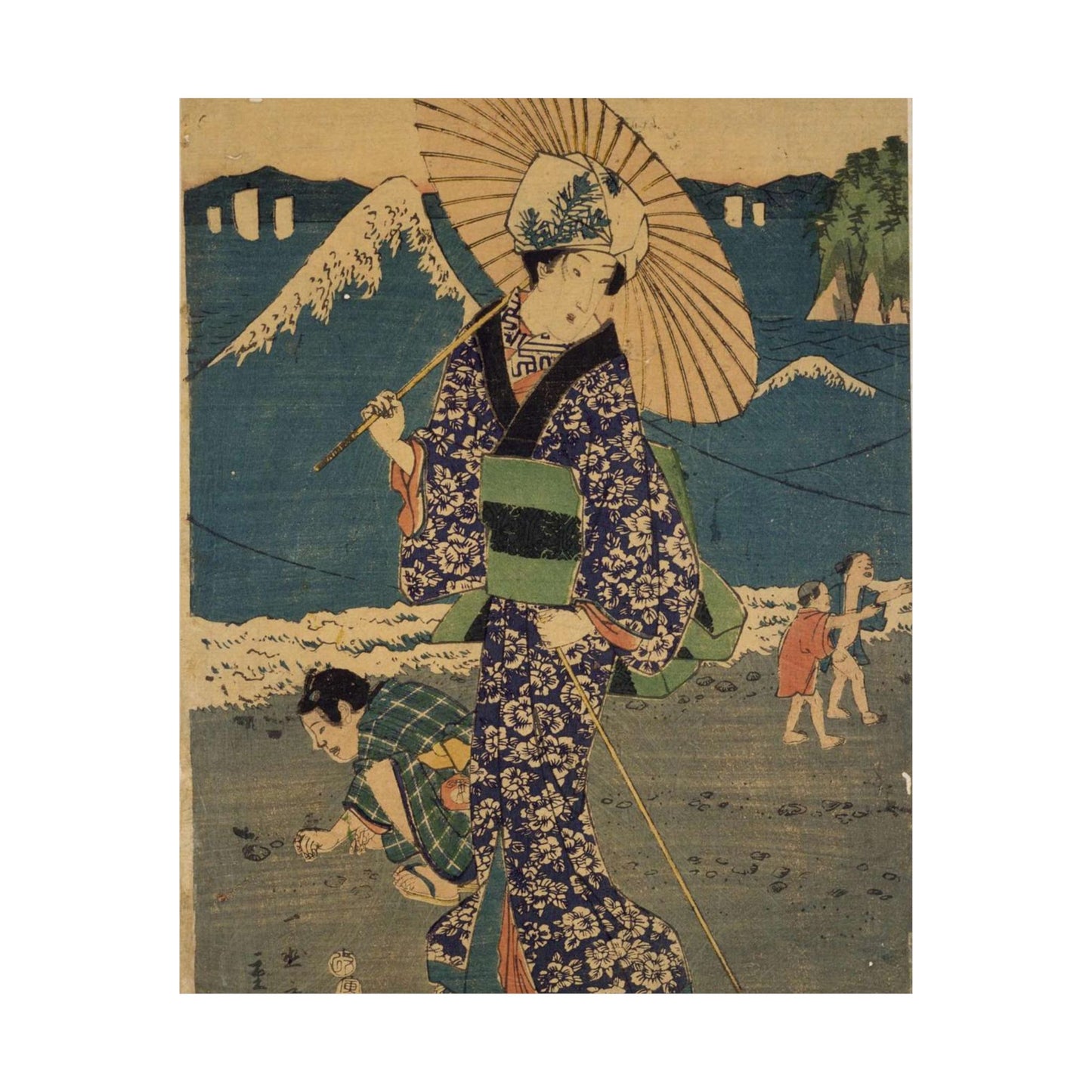 NDL-DC 1301718 03-Utagawa Hiroshige II-相州江のしま詣之図-安政1-crd High Quality Matte Wall Art Poster for Home, Office, Classroom