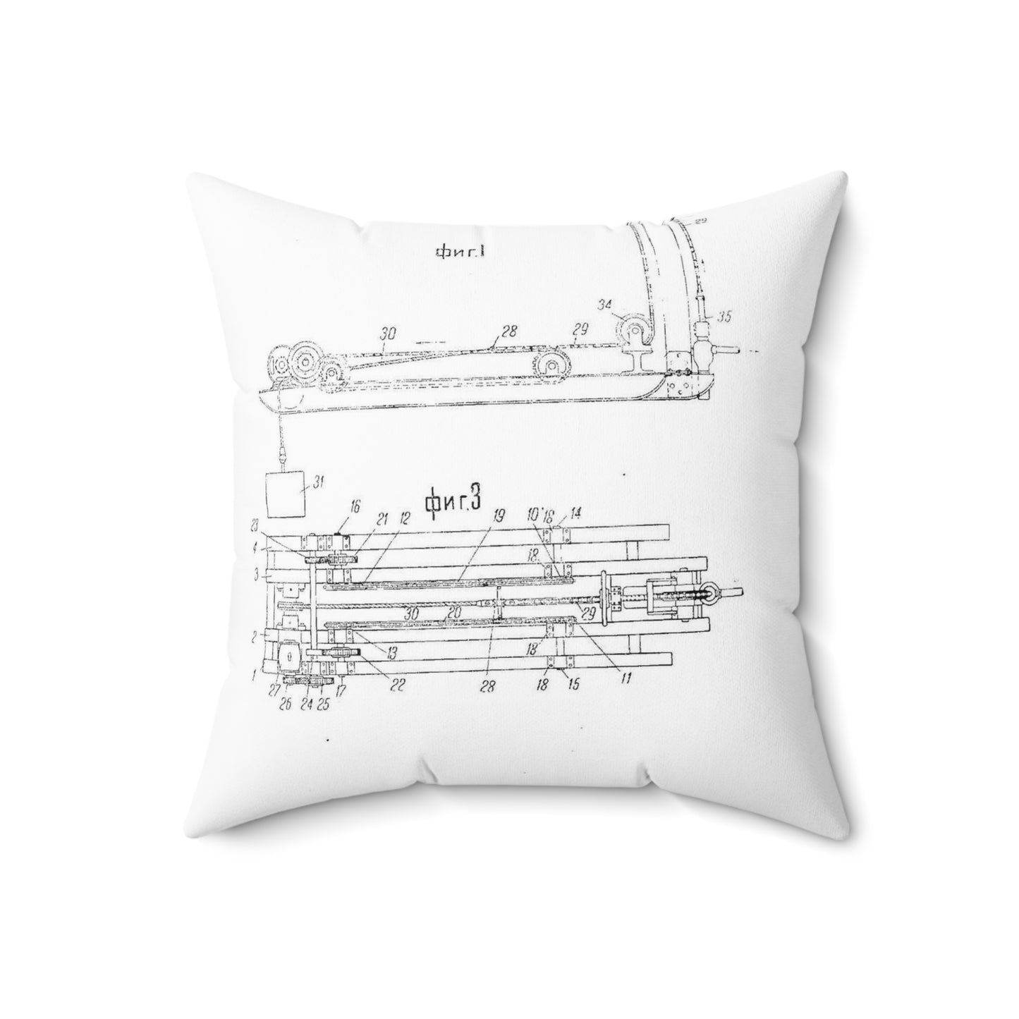 Patent drawing - Качалка для длинноходных глубинных насосов Public domain  image Decorative Accent Square Pillow