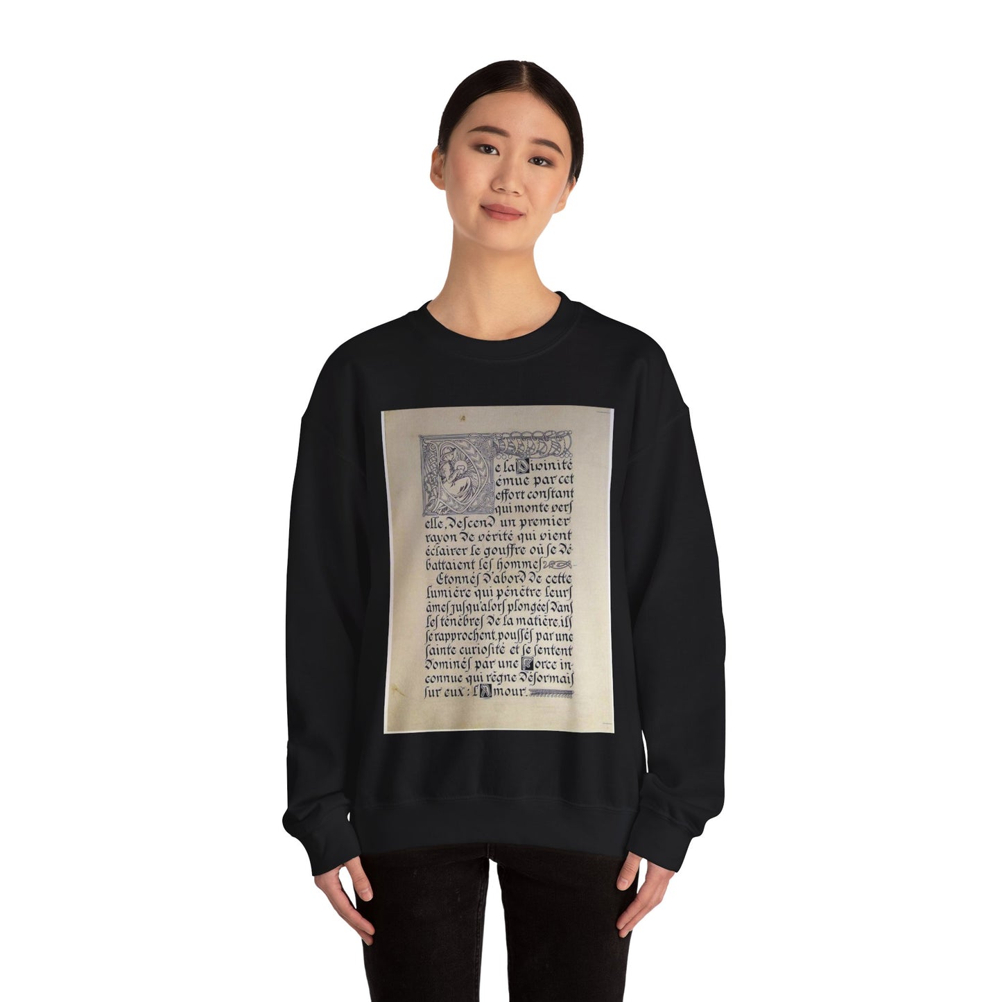 Lepater10 - Alfons Mucha - Public domain dedication image Black Heavy Blend Adult Crew Neck SweatShirt