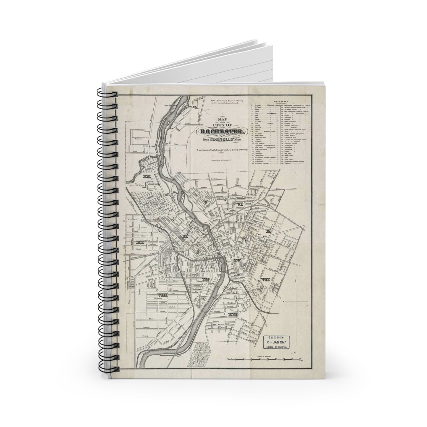 Map of the city of Rochester : from Cornells' Maps : to accompany Boyd's Rochester and six county directory / Spiral Bound Ruled Notebook with Printed Cover