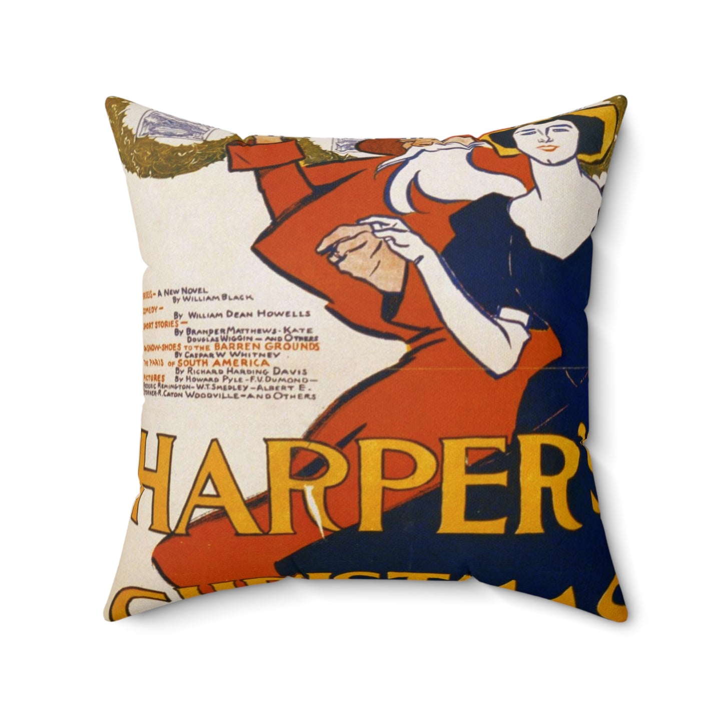 Edward Penfield - Harper's [for] Christmas, Art Nouveau Poster Decorative Accent Square Pillow