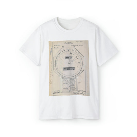 Patent drawing - for S. D. Mott's Racing Indicator Public domain  image White T-Shirt Gildan 2000 Cotton Unisex