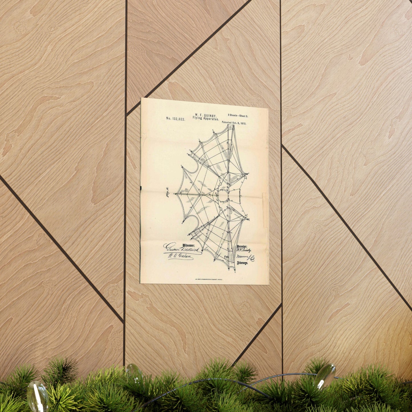 Patent Case File No. 132,022, Flying Apparatus, Inventor- Watson F. Quinby - DPLA - 1408d735868117dc44f964123674e332 (page 32) High Quality Matte Wall Art Poster for Home, Office, Classroom