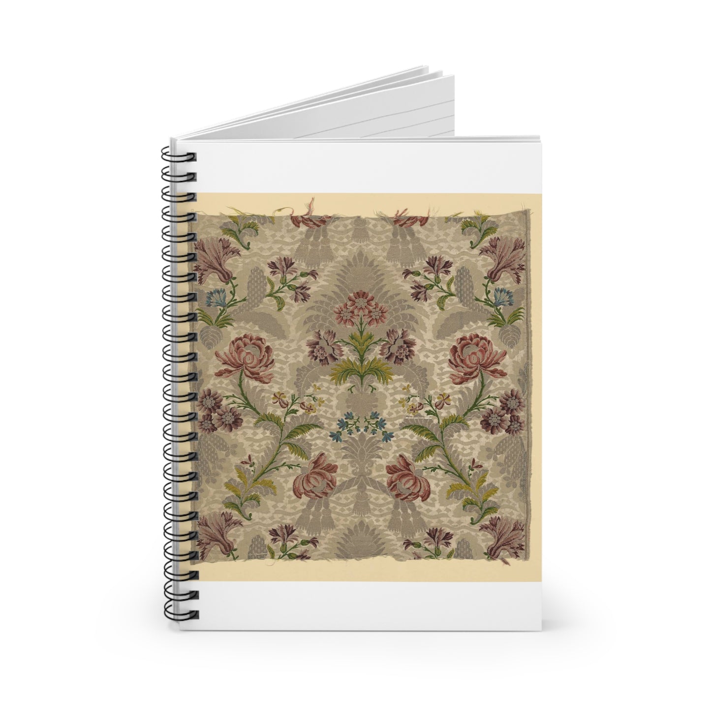 Silk Panel weaving - flowers pattern Spiral Bound Ruled Notebook with Printed Cover