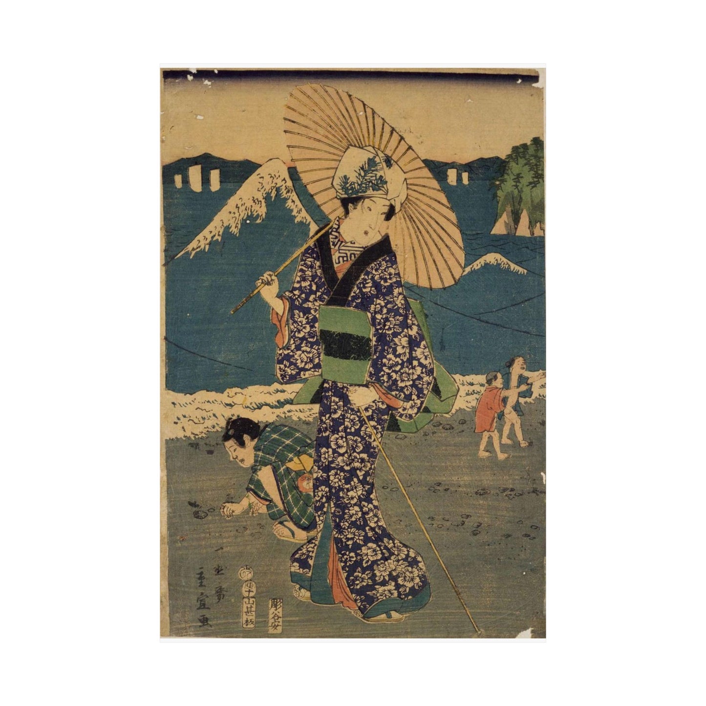 NDL-DC 1301718 03-Utagawa Hiroshige II-相州江のしま詣之図-安政1-crd High Quality Matte Wall Art Poster for Home, Office, Classroom