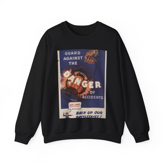 Guard against the danger of accidents. Back up our battleskies^ - NARA - 535358 Black Heavy Blend Adult Crew Neck SweatShirt