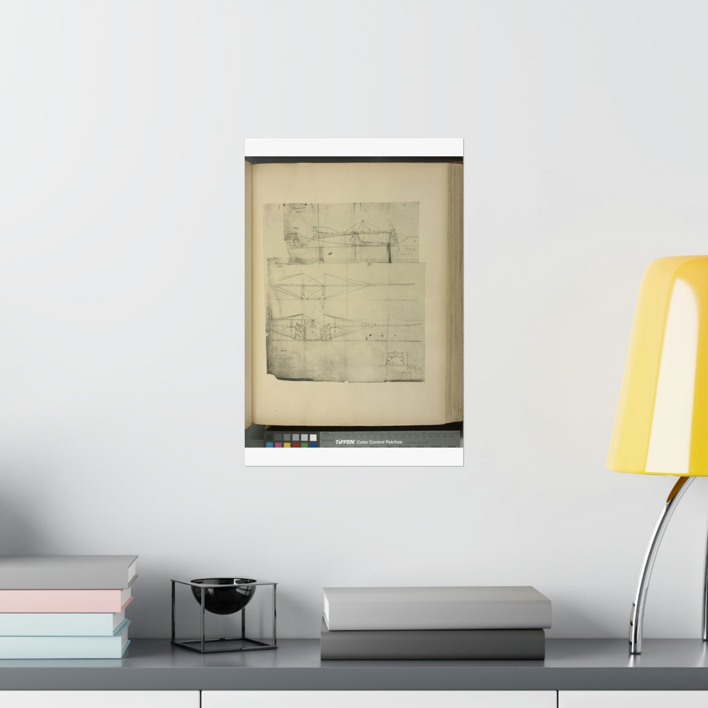 Patent drawing - Planche I et II du brevet n° 111.574 pris en France le 16 février 1876, par Penaud et Gauchot, pour «Un aéro-plane ou appareil aérien volant». Public domain  image High Quality Matte Wall Art Poster for Home, Office, Classroom