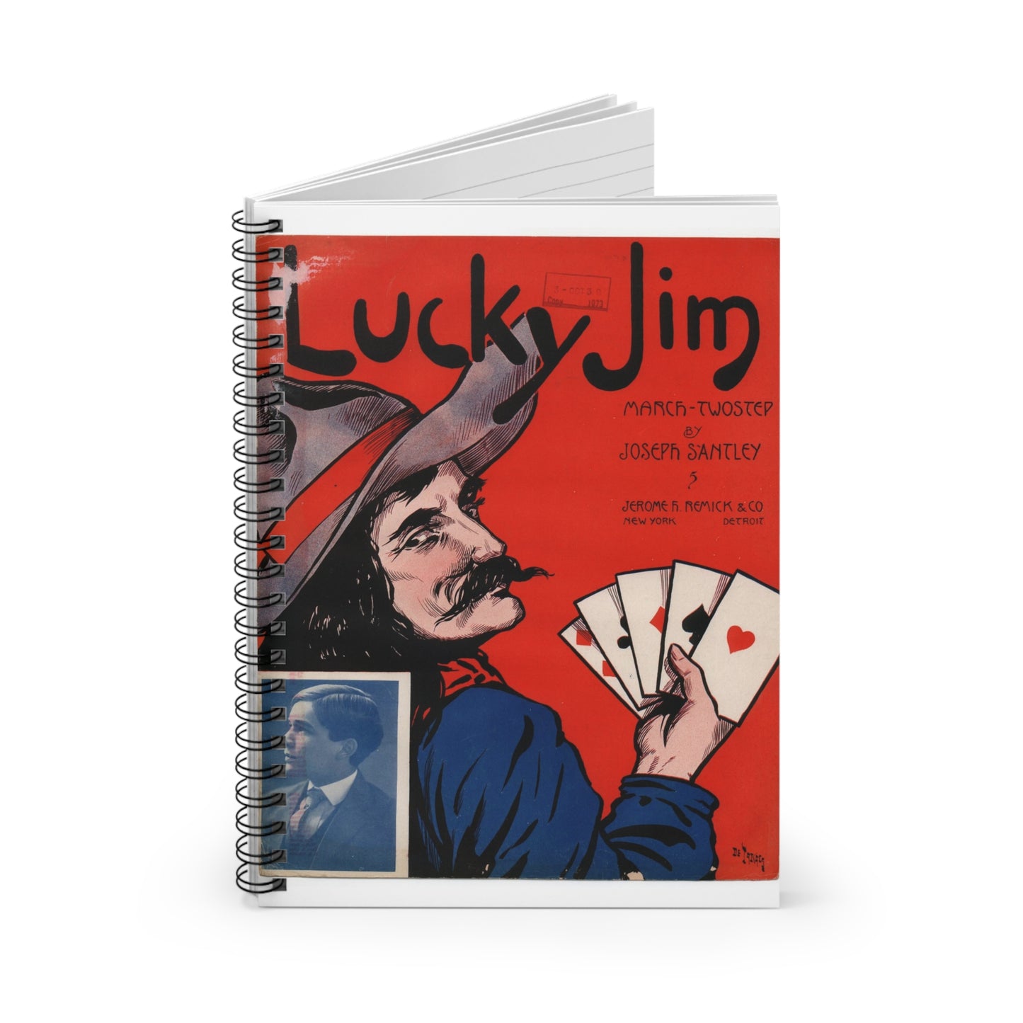 Lucky Jim - Public domain American sheet music Spiral Bound Ruled Notebook with Printed Cover