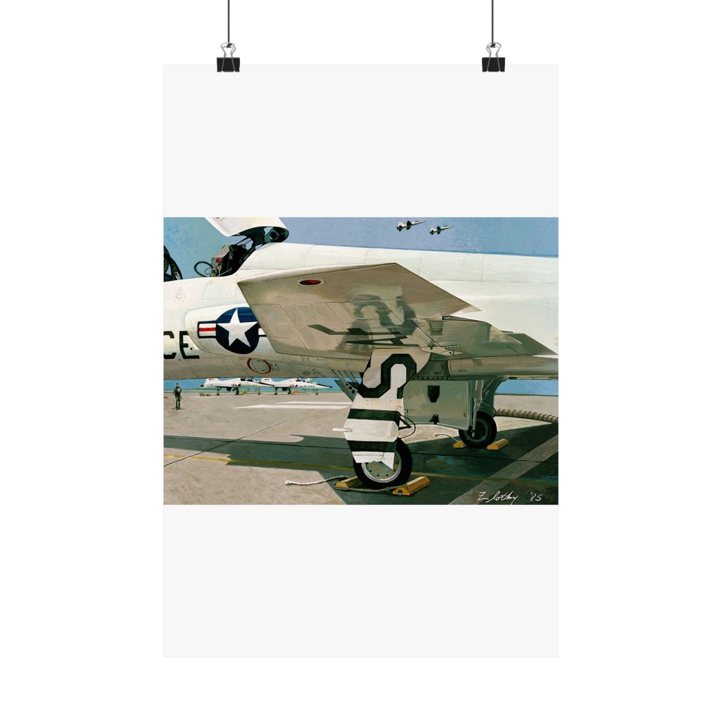 Artwork: "T-38 Flight Line, Vance AFB". Artist: David Zlotky High Quality Matte Wall Art Poster for Home, Office, Classroom