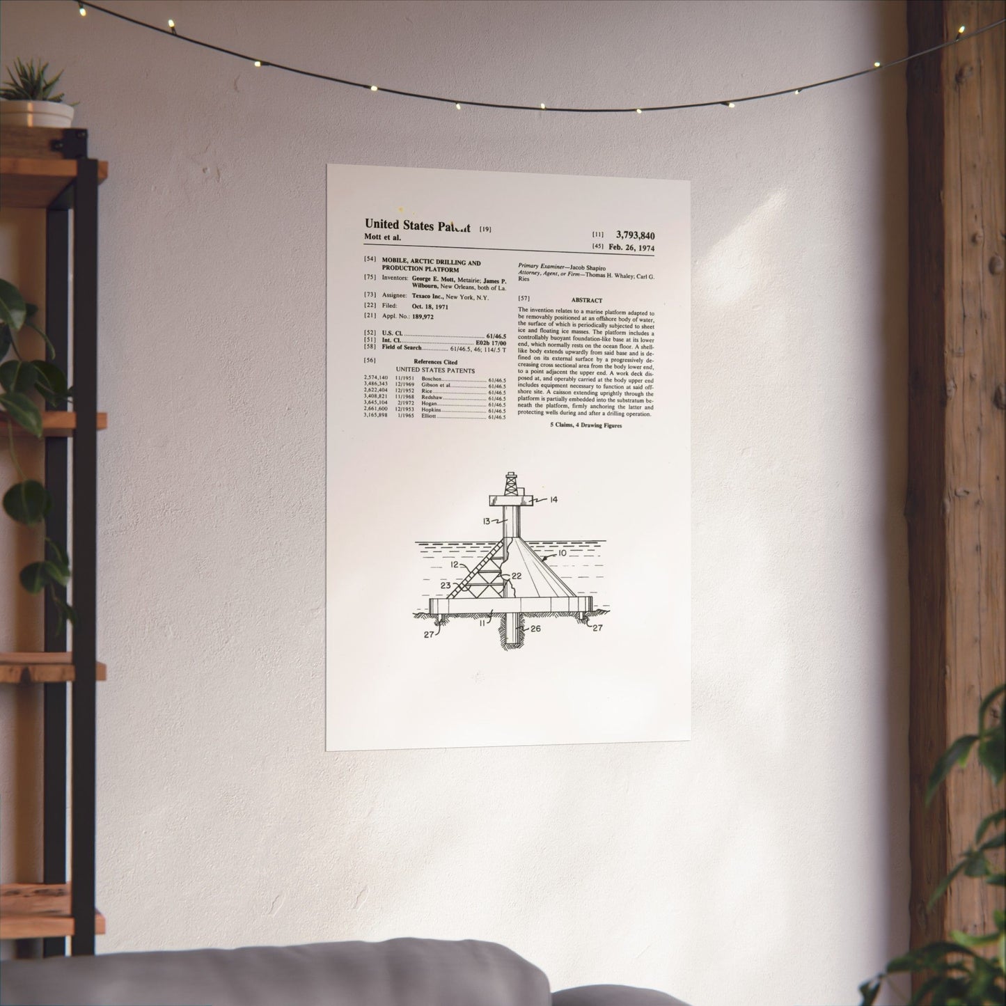 Patent Case File No. 3,793,840, Mobile Arctic Drilling and Production Platform, Inventor(s)- George E. Mott and James P. Wilbourn. - DPLA - 8f260bf2cd8926afbf4da017454f39b3 (page 6) High Quality Matte Wall Art Poster for Home, Office, Classroom