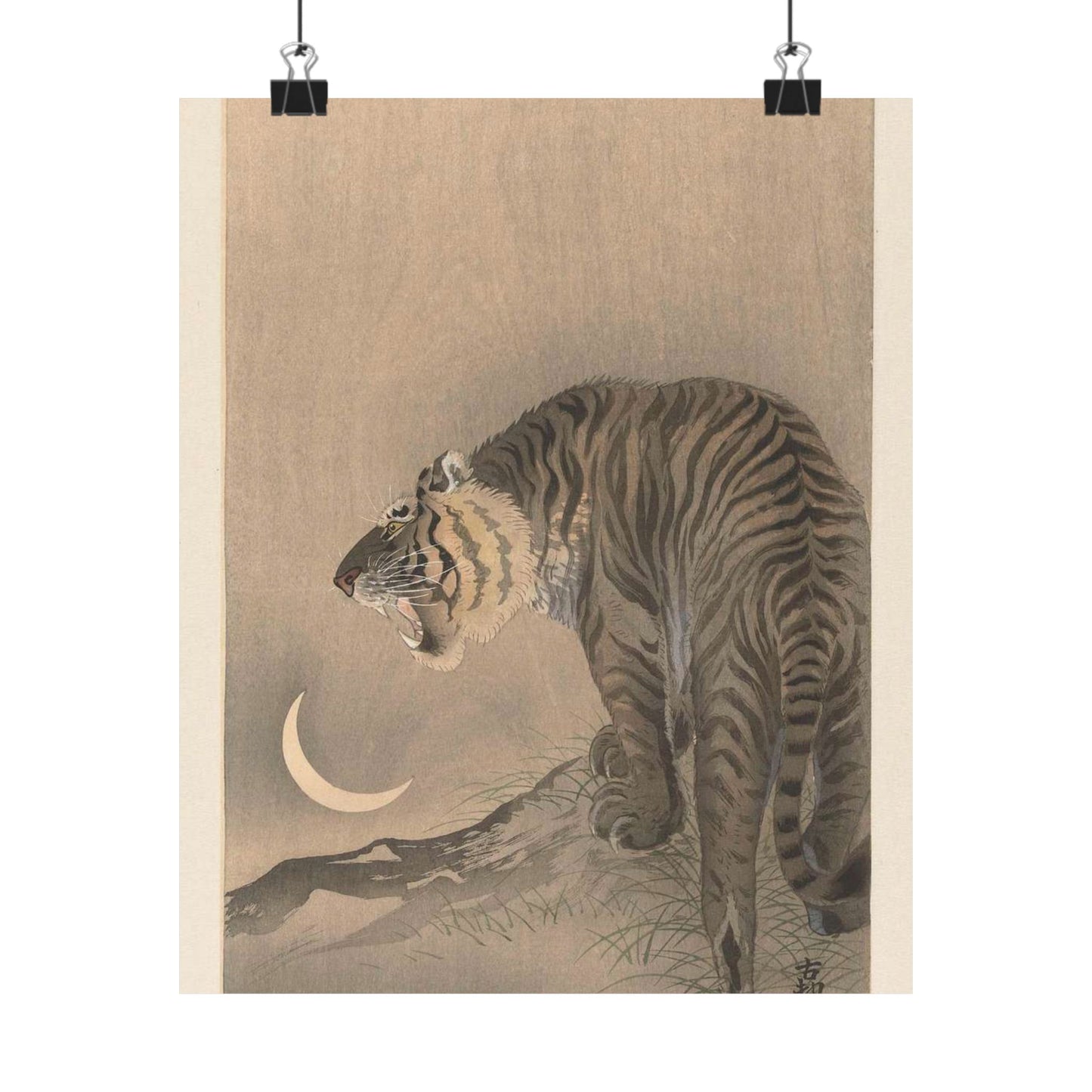 Brullende tijger, Ohara Koson - Rijksmuseum public domain dedication image High Quality Matte Wall Art Poster for Home, Office, Classroom