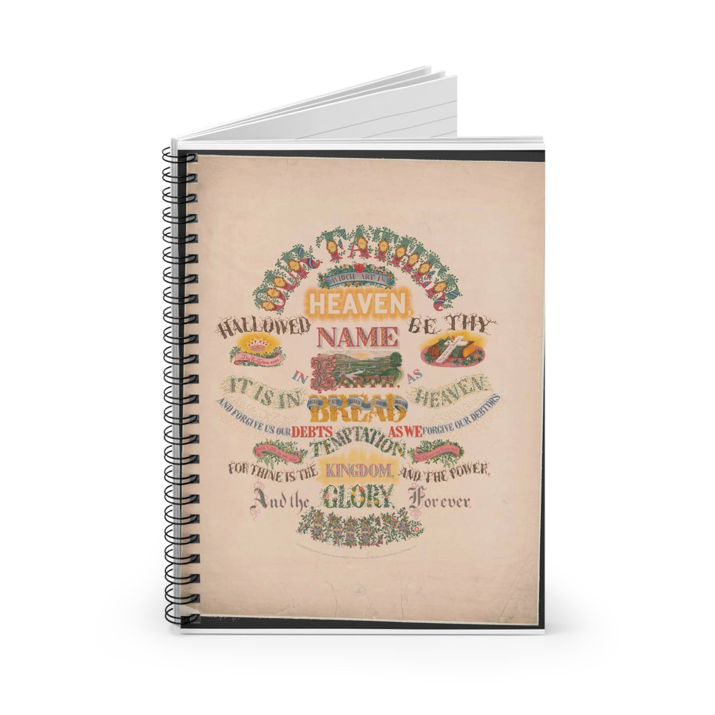 Our Father which art in Heaven - Public domain dedication image Spiral Bound Ruled Notebook with Printed Cover