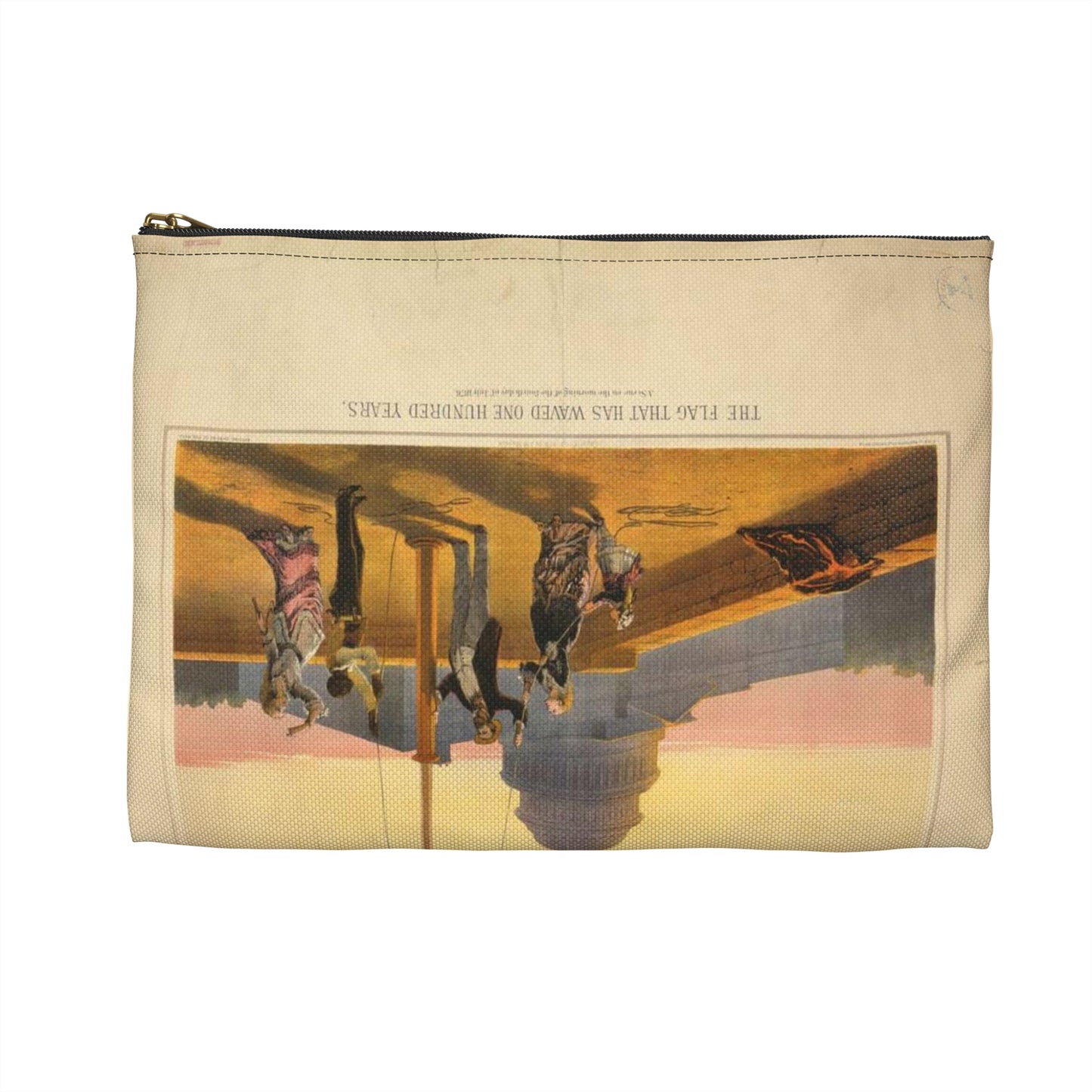 The flag that has waved one hundred years--A scene on the morning of the fourth day of July 1876 / Fabronius ; E.P. & L. Restein's oilchromo, Philadelphia. ; National Chromo Co. pub., Philadelphia. Large Organizer Pouch with Black Zipper