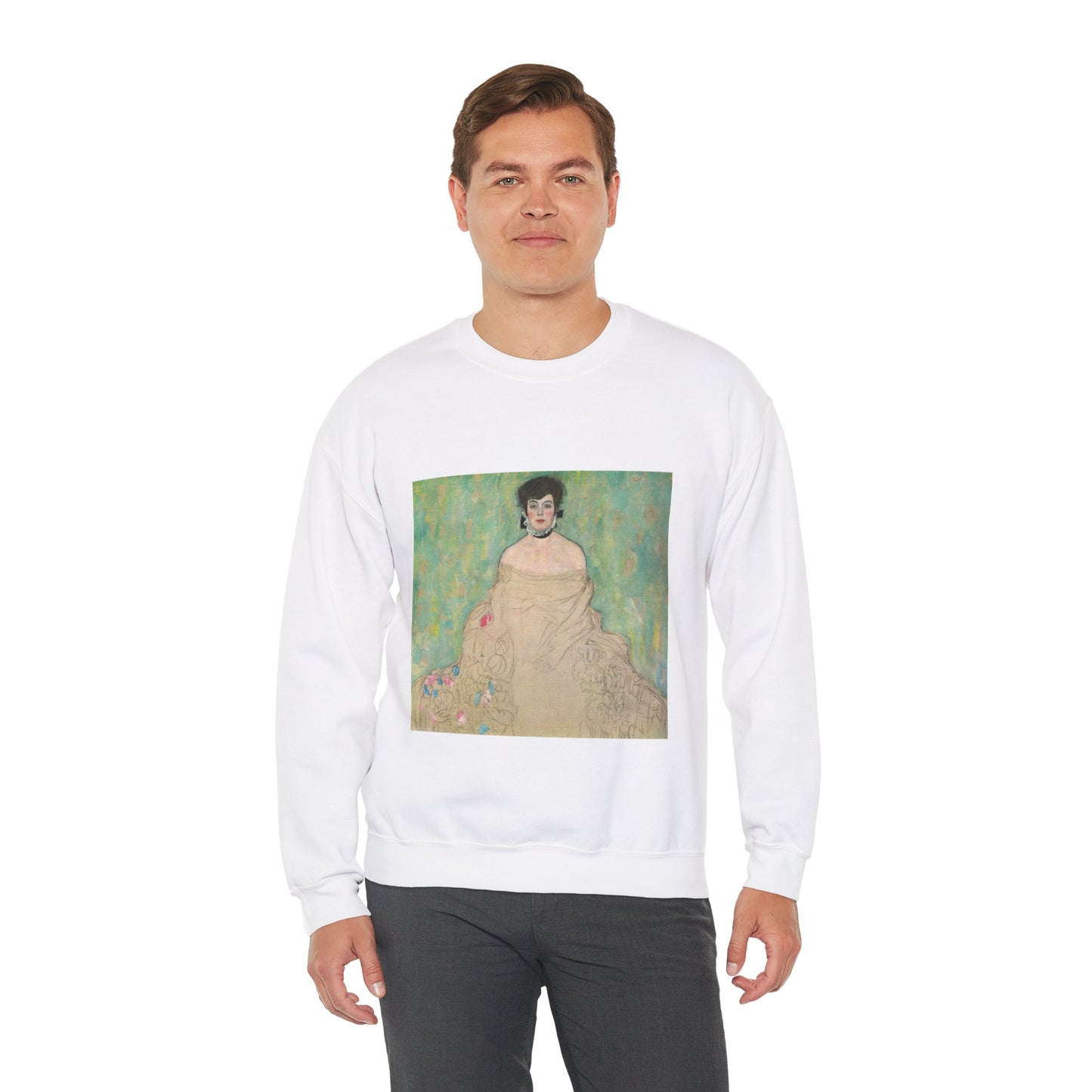 Gustav Klimt - Portrait of Amalie Zuckerkandl - Belvedere 7700 White Heavy Blend Adult Crew Neck SweatShirt