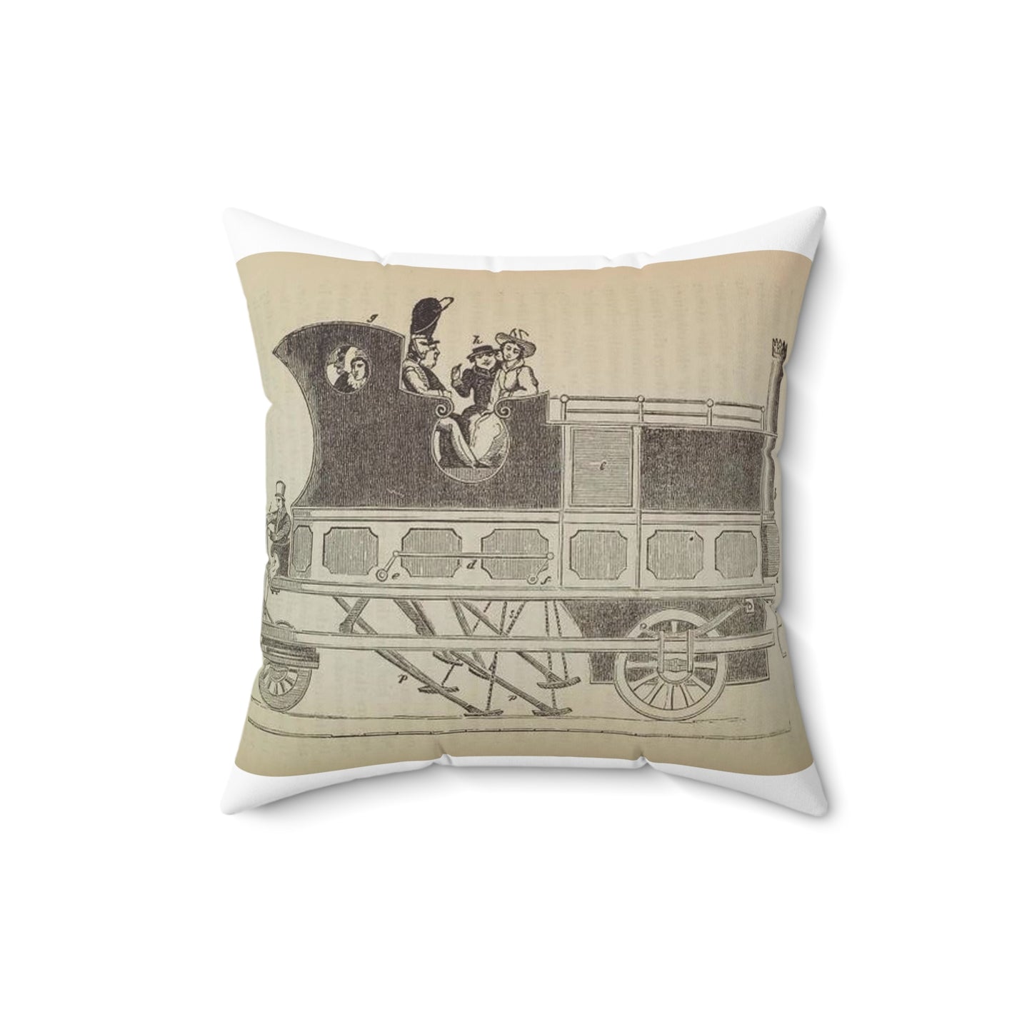 Patent Drawing of Engine - Patent steam coach, by the late Mr. David Gordon Public domain  image Decorative Accent Square Pillow