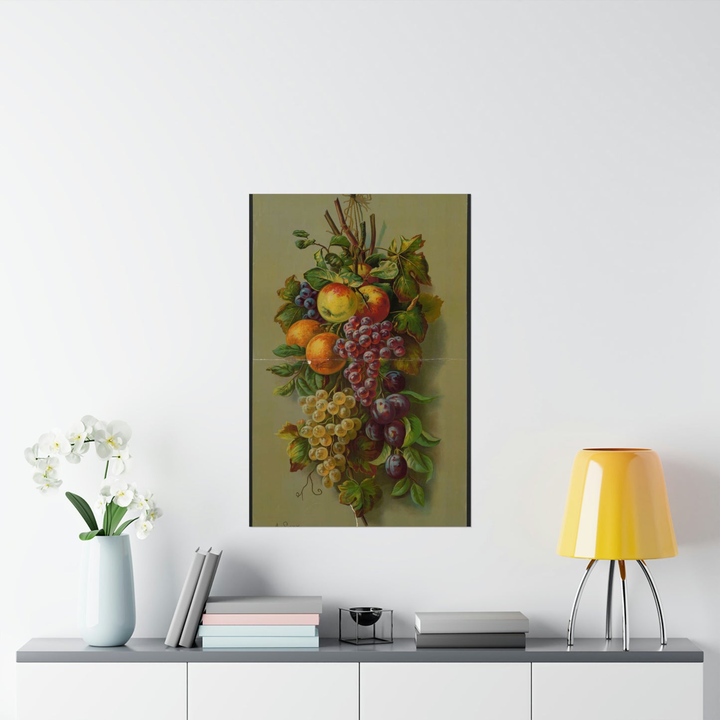 Apples, Plums & grapes, no. 8266 High Quality Matte Wall Art Poster for Home, Office, Classroom