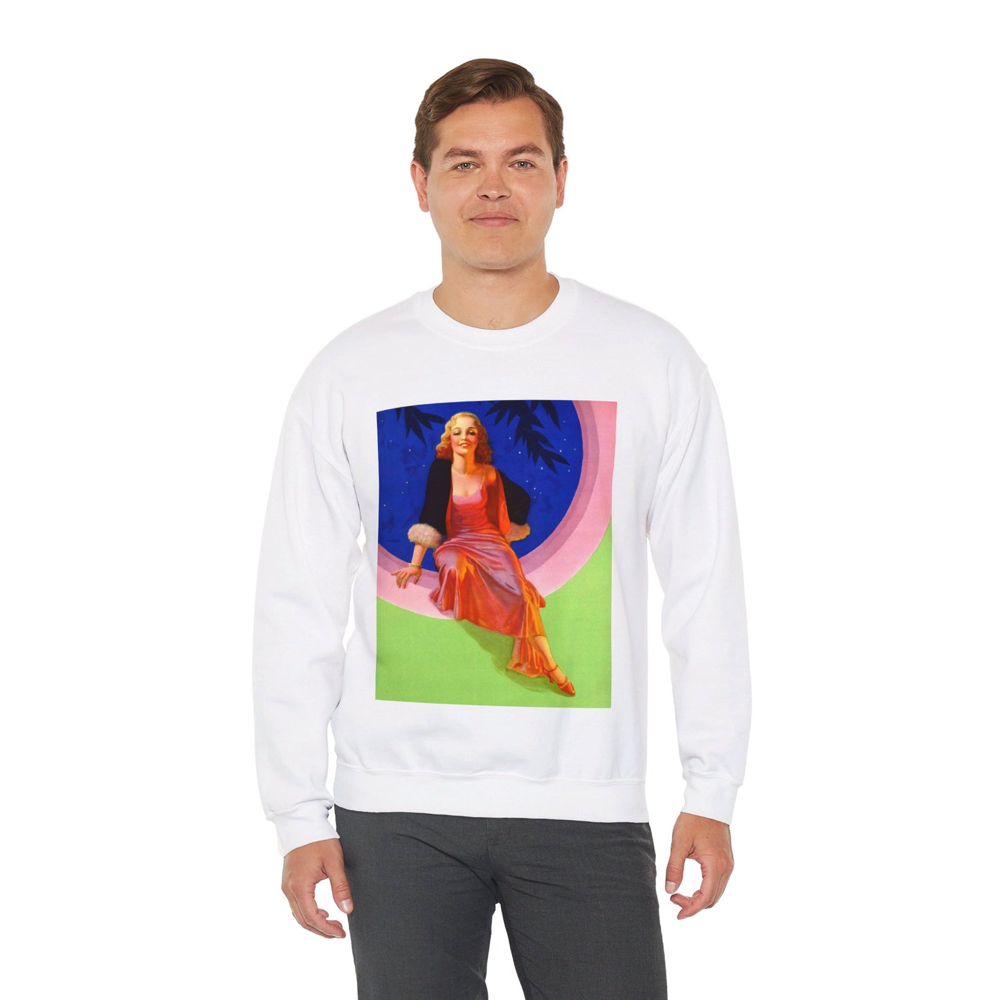 “Smiling Through”, painting by Edward Mason Eggleston, 1932 White Heavy Blend Adult Crew Neck SweatShirt