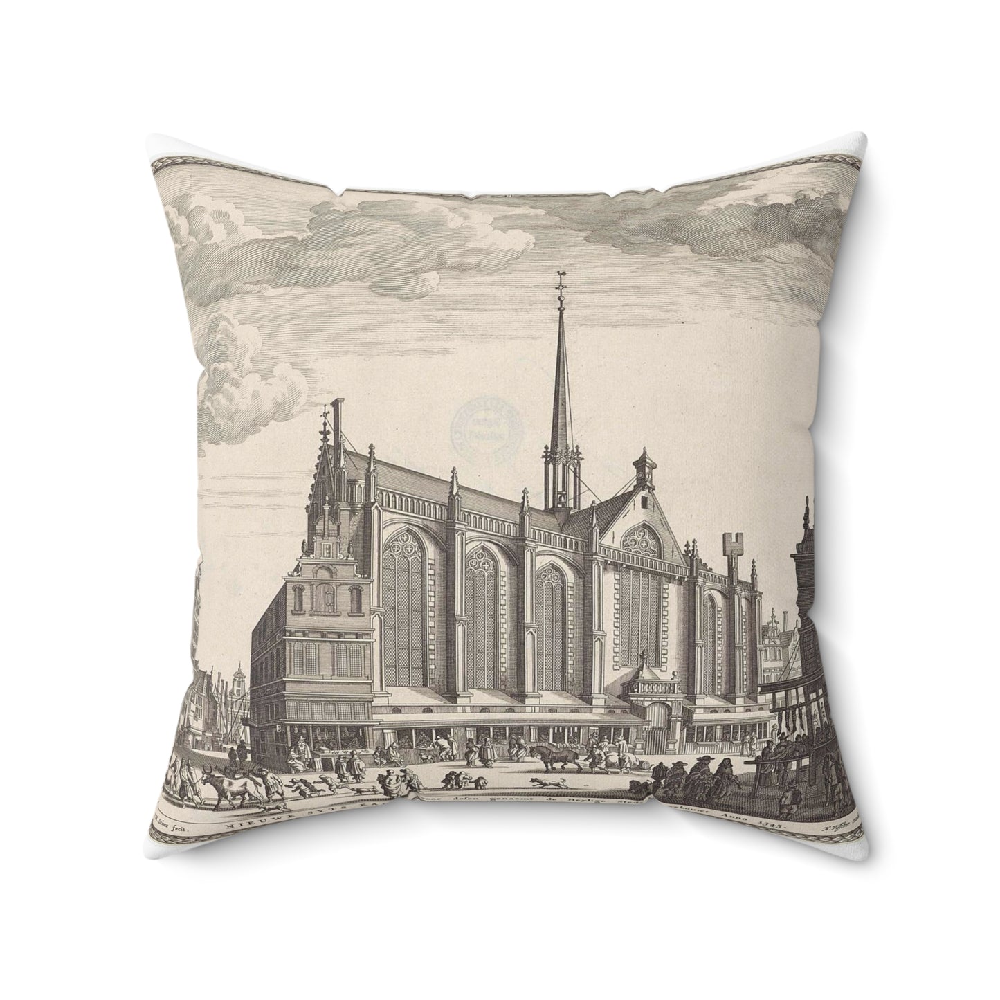 Gezicht op de Heilige Stede (Nieuwezijds Kapel) te Amsterdam Decorative Accent Square Pillow