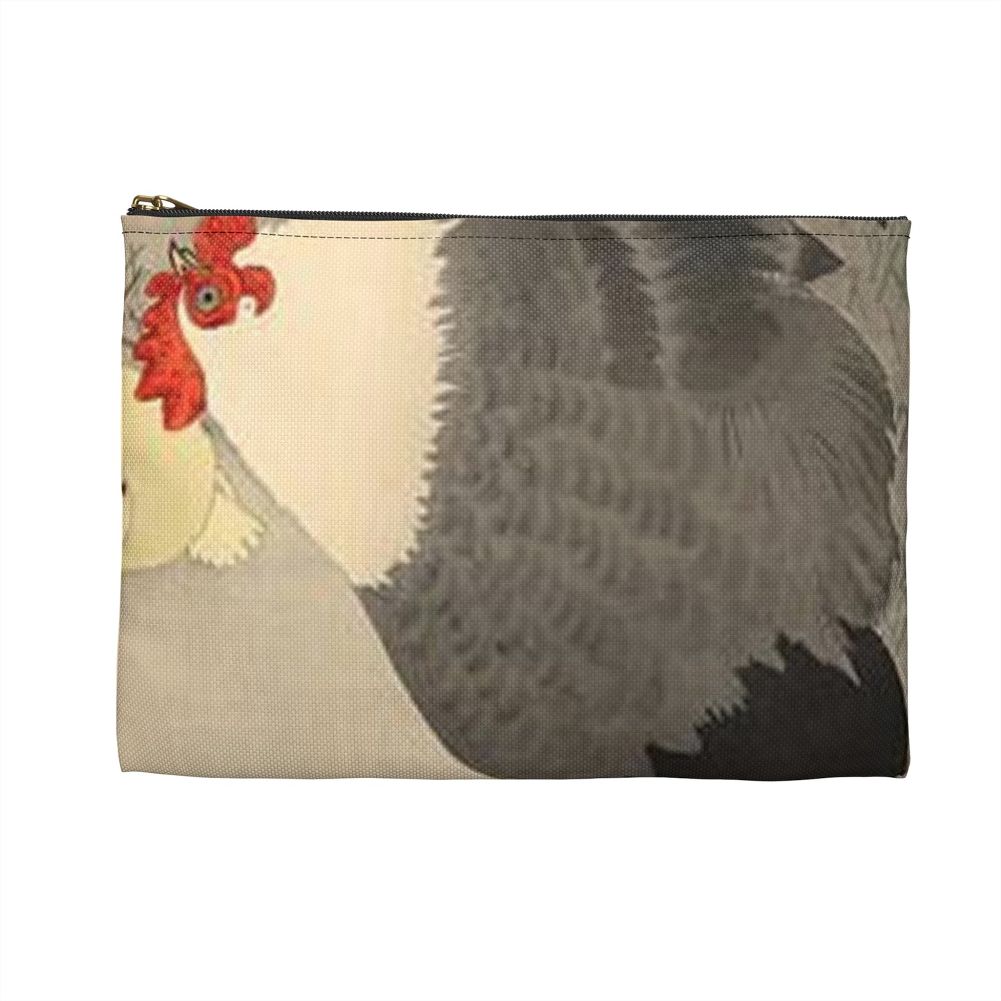 Koson - hen-and-two-chicks-in-grass, Ohara Koson Large Organizer Pouch with Black Zipper