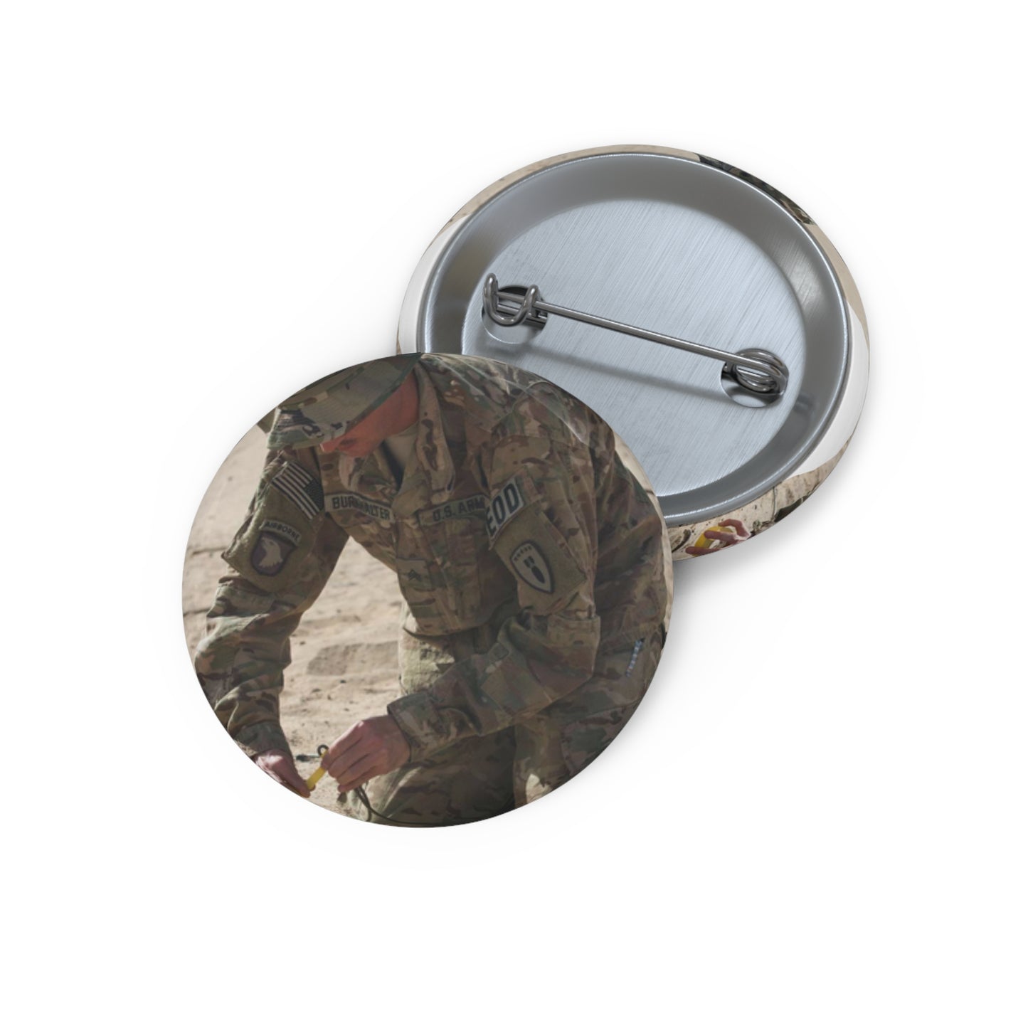 Sergeant Dustin Burkhalter, an explosive ordnance disposal Pin Buttons with Crisp Design