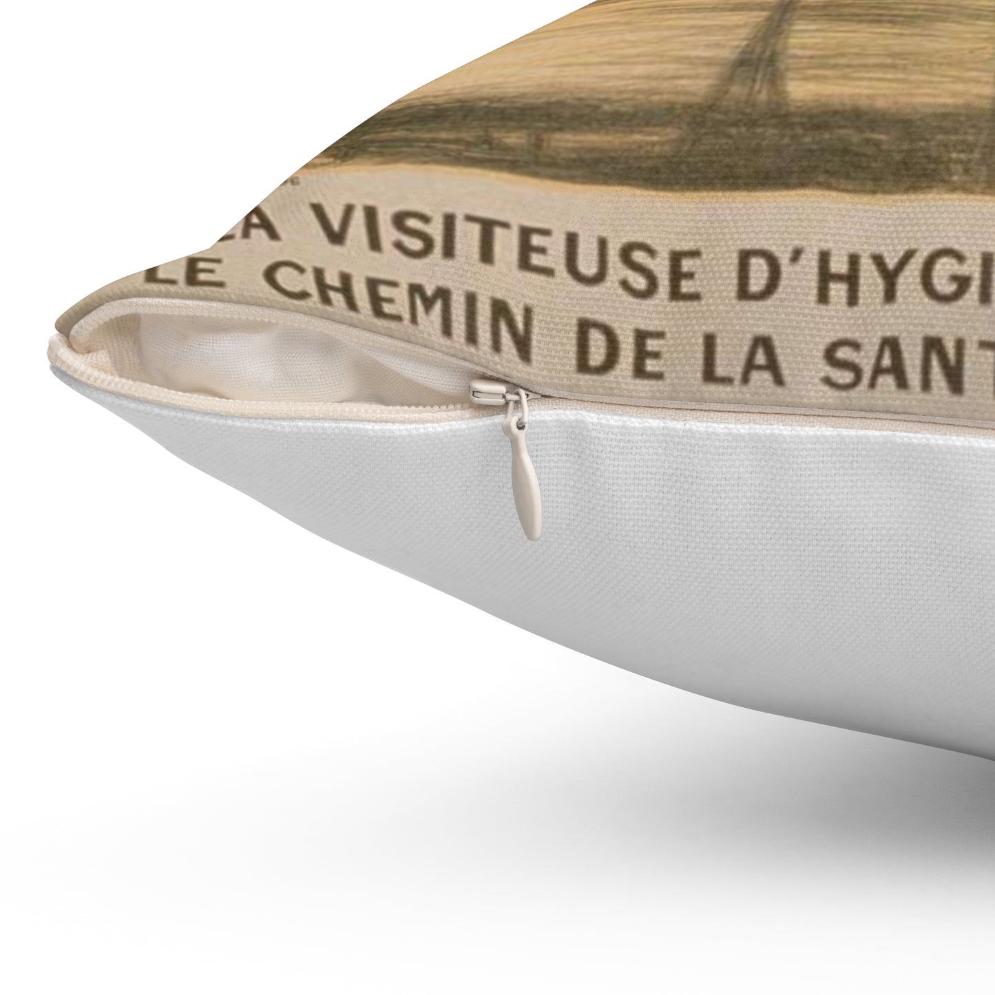 La visiteuse d'hygiéne vous montrera le chemin de la santé. Elle mène une croisade contre la tuberculose et la mortalité infantile. Soutenez-la! Decorative Accent Square Pillow