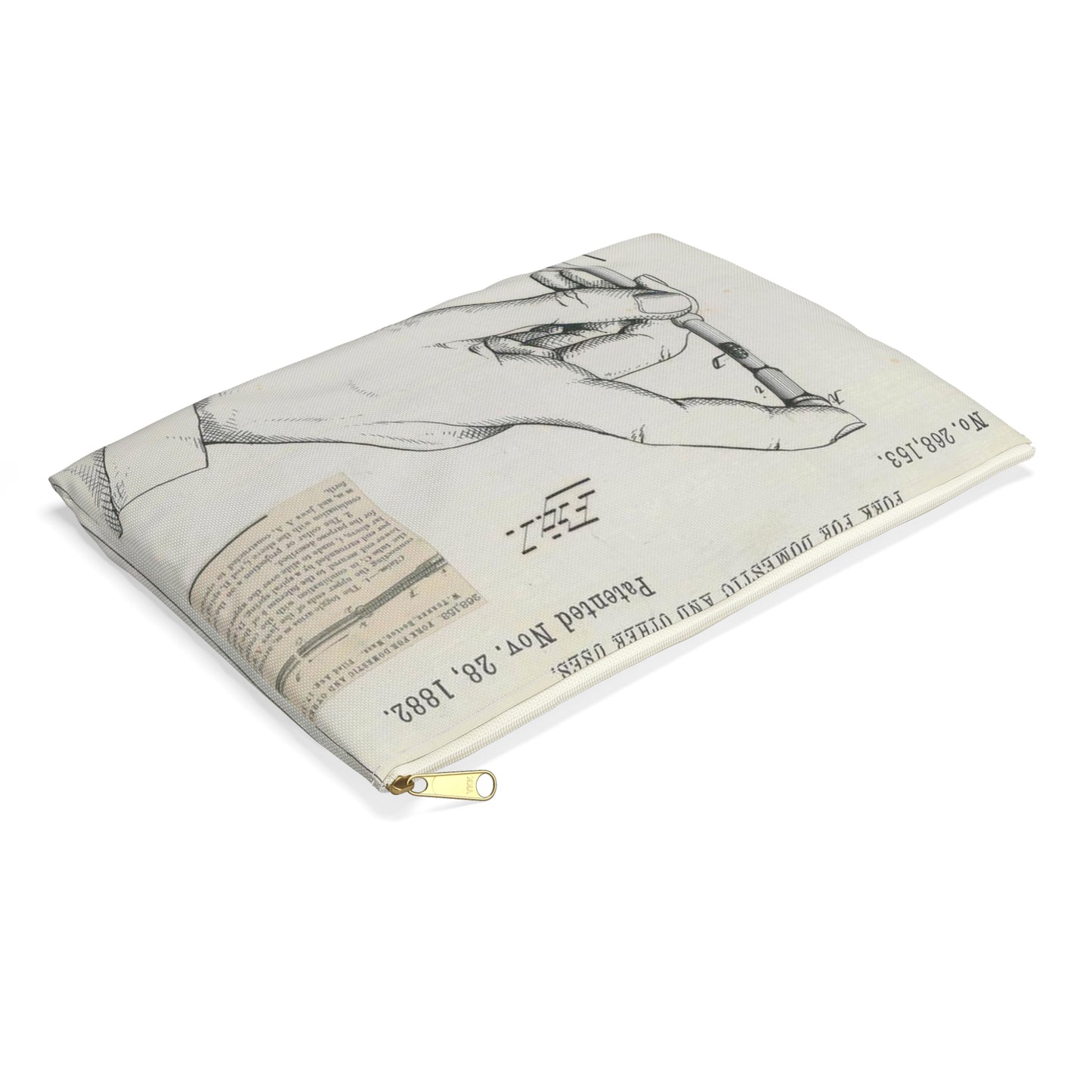 Patent drawing - for R. W. Turner's Fork for Domestic and Other Uses Public domain  image Large Organizer Pouch with Black Zipper
