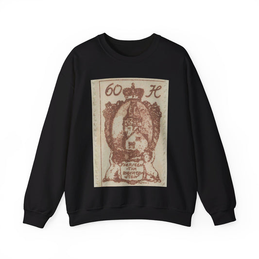 Frimärke ur Gösta Bodmans filatelistiska motivsamling, påbörjad 1950.Frimärke från Liechtenstein, 1920. Motiv av Röda Tornet i Vaduz. Black Heavy Blend Adult Crew Neck SweatShirt