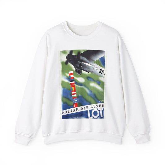 LOT. Vintage Travel Poster., Art Deco Poster White Heavy Blend Adult Crew Neck SweatShirt