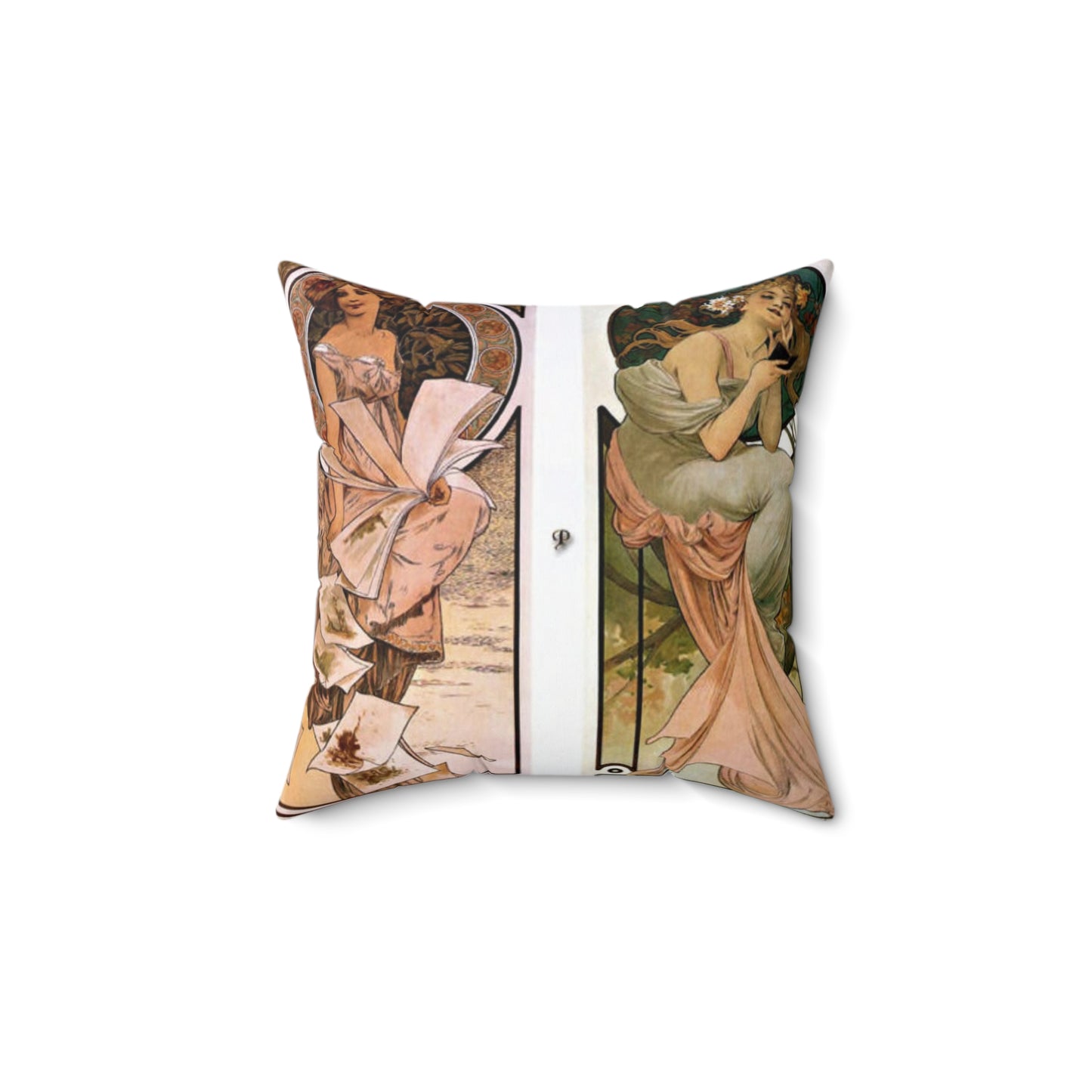 Alfonse Mucha Artworks - Drawing. Public domain image. Decorative Accent Square Pillow