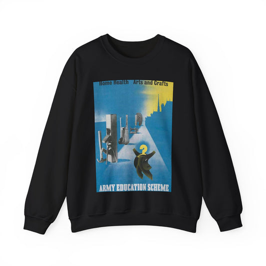 Army Education Scheme - Home Health - Arts and Crafts Art.IWMPST2958 Black Heavy Blend Adult Crew Neck SweatShirt