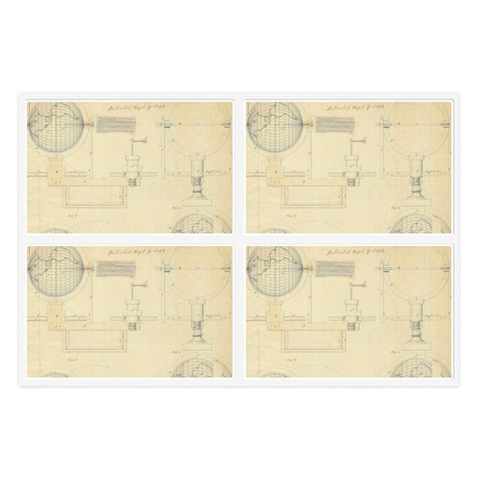 Patent drawing - Drawing of an Improvement in School Globes Public domain  image Laminated UV Protective Vinyl Stickers