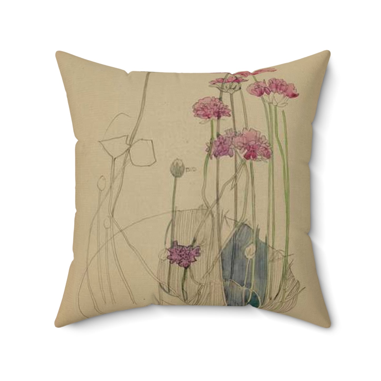 Sea Pink - Holy Island - Charles Rennie Mackintosh - 1901 Decorative Accent Square Pillow