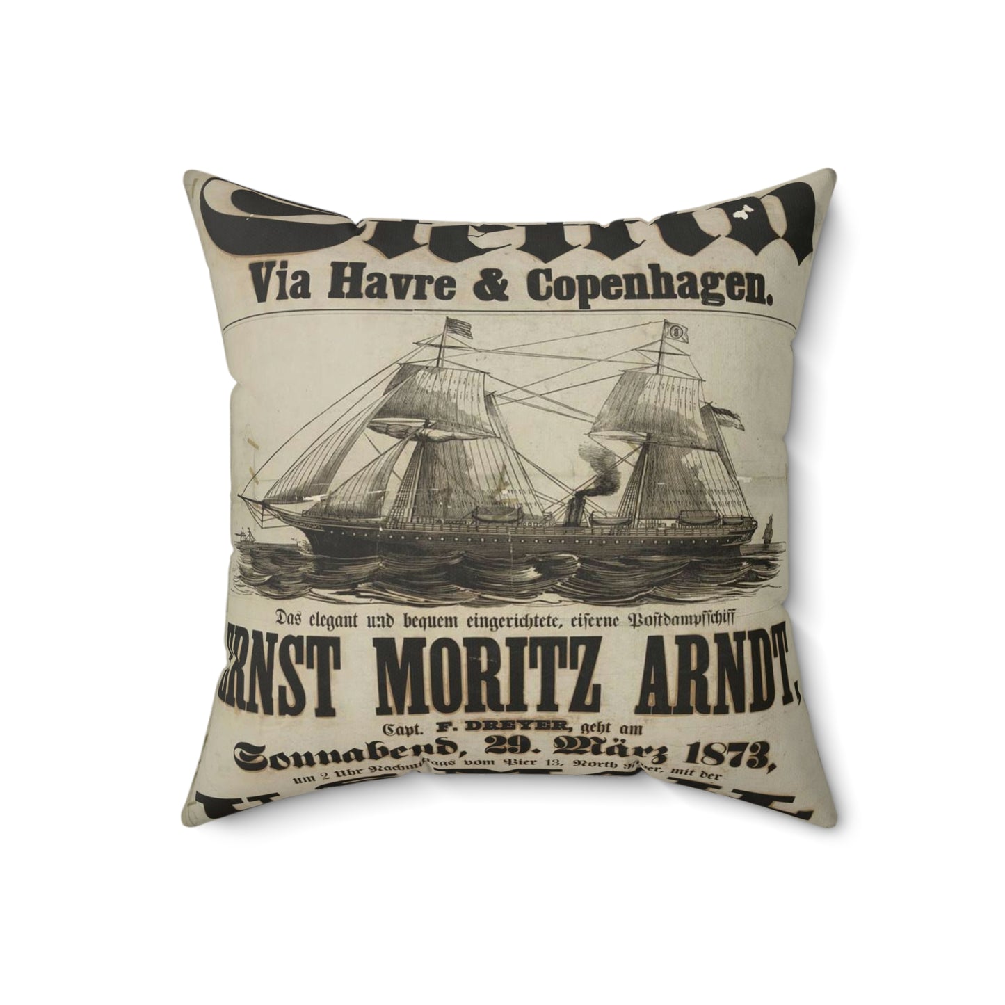 Baltischer Lloyd - dampfschifssabrt nach Stettin via Havre & Copenhagen Decorative Accent Square Pillow