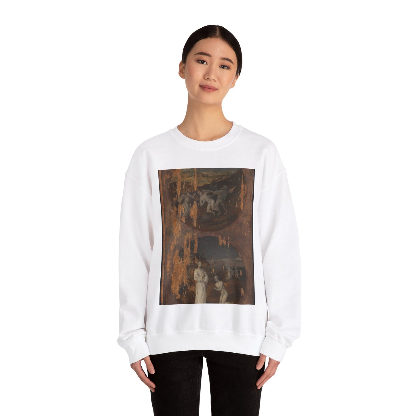 Flood Panels (The Flood – reverse), ca. 1508-1516 White Heavy Blend Adult Crew Neck SweatShirt