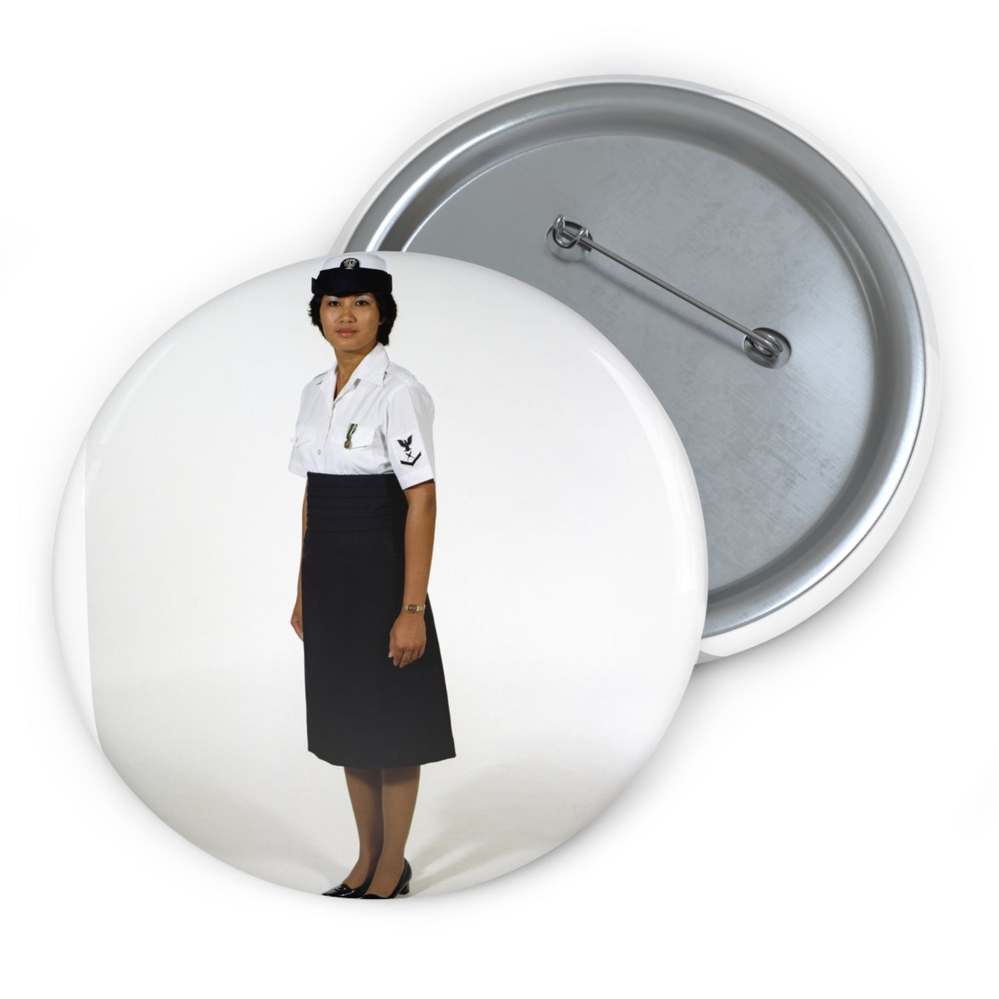 Uniform: Tropical dinner dress blue, Navy enlisted women, ranks E-1 through E-6 Pin Buttons with Crisp Design