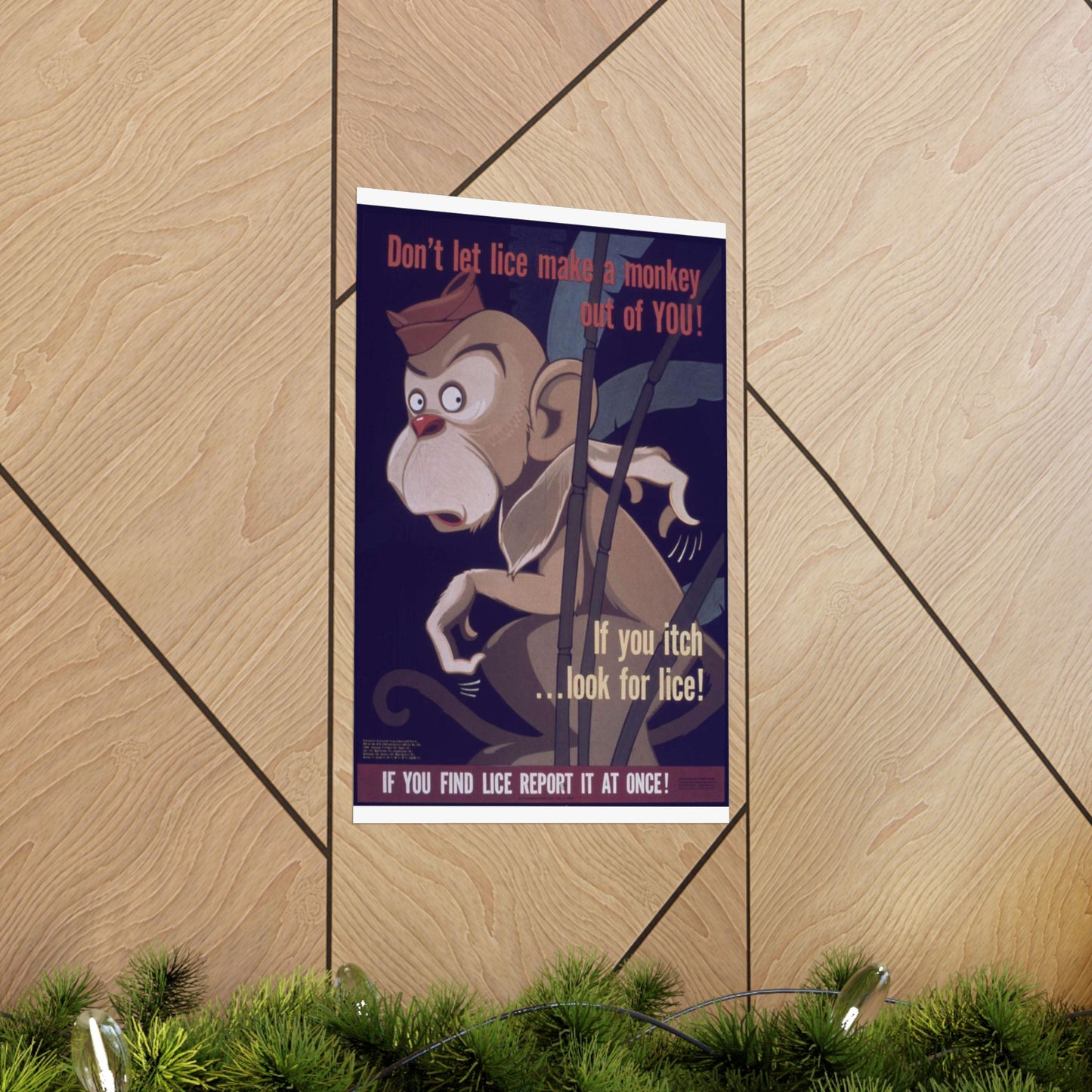 "Don't Let Lice Make a Monkey out of You^ If You Itch...Look for Lice^ If You Find Lice Report it at Once" - NARA - 514159 High Quality Matte Wall Art Poster for Home, Office, Classroom