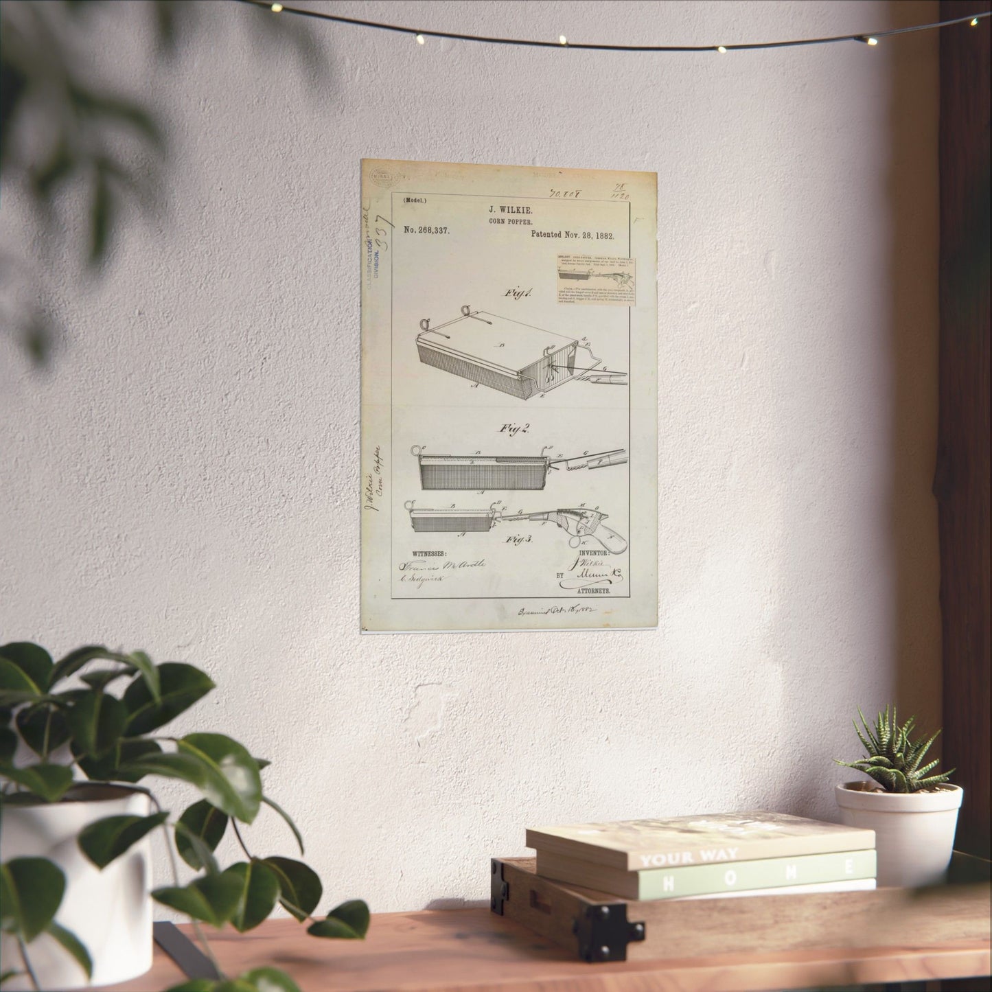 Patent Drawing of Engine - for J. Wilkie's Corn Popper Public domain  image High Quality Matte Wall Art Poster for Home, Office, Classroom