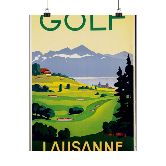 Poster - Golf. Lausanne - Public domain lithograph High Quality Matte Wall Art Poster for Home, Office, Classroom