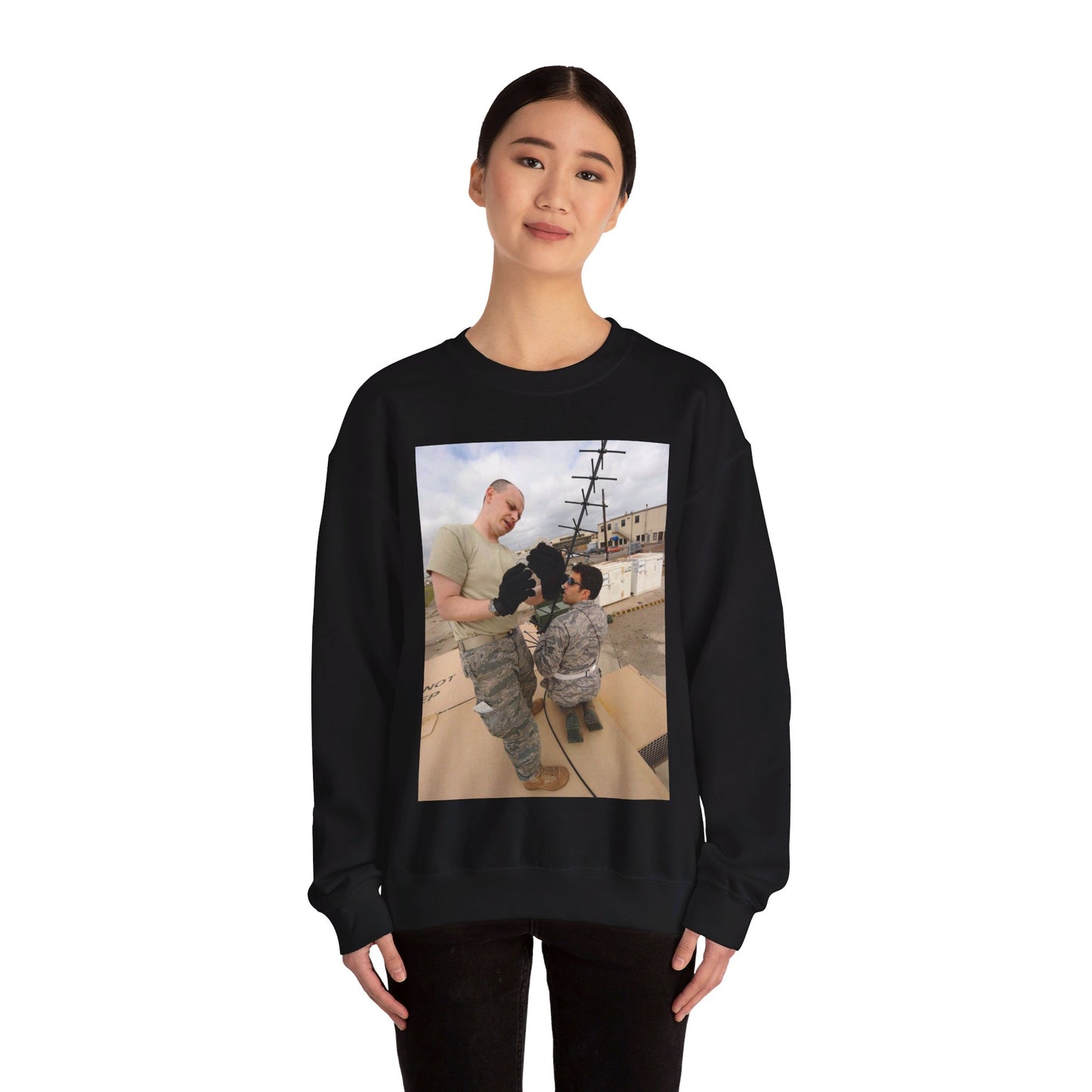 U.S. Air Force Master Sgt. Joseph Verant and Senior Black Heavy Blend Adult Crew Neck SweatShirt