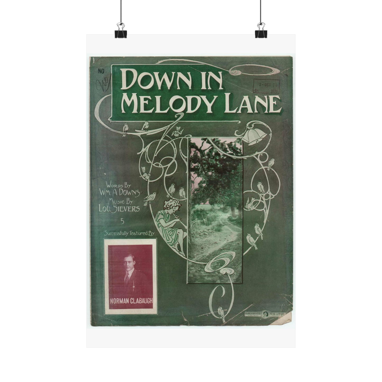 Down in melody lane - Public domain American sheet music High Quality Matte Wall Art Poster for Home, Office, Classroom