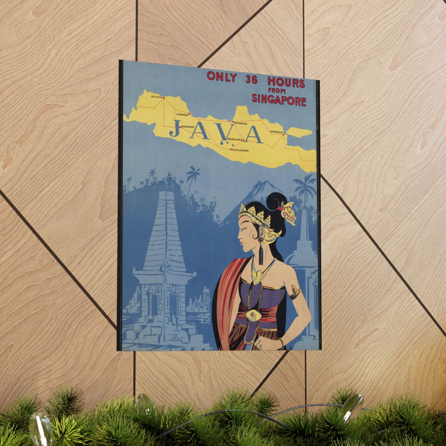 Java. Vintage Travel Poster., Art Deco Poster High Quality Matte Wall Art Poster for Home, Office, Classroom