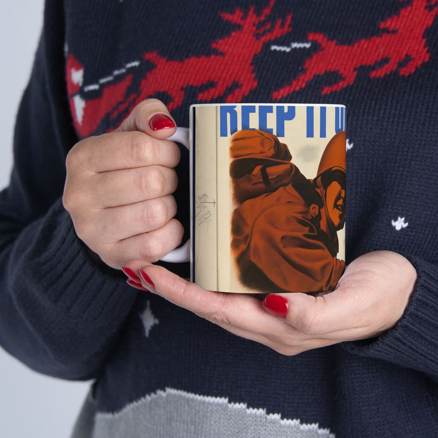 KEEP IT UP BROTHER.  This War's Not Won By A Damn Sight!  (War Production Drive Committee - War Production Board, War Production drive Headquarters, Washington, D.C.) [Clayton Kenney] Beautiful Novelty Ceramic Coffee Mug 11oz