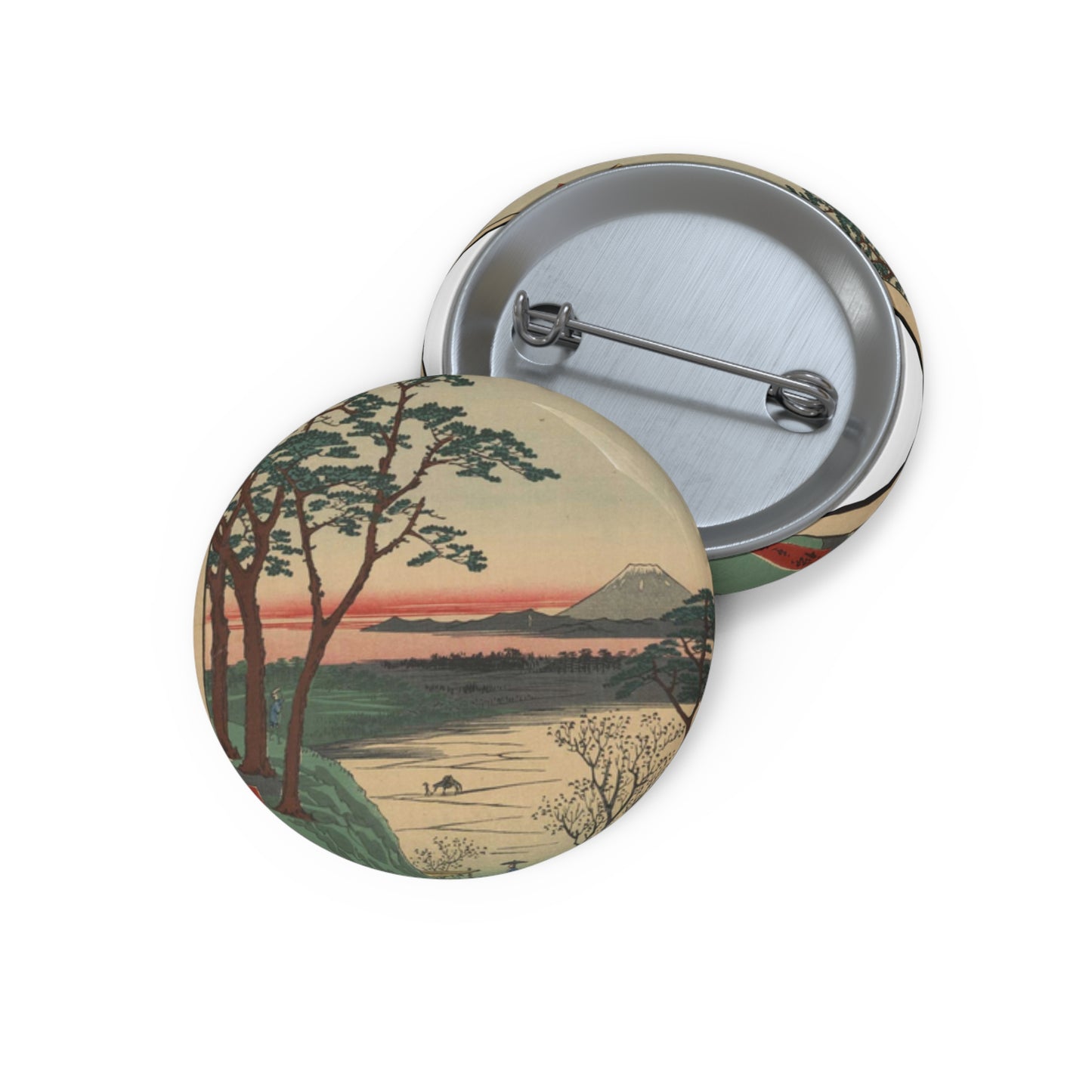 Gajō icchō, Ando Hiroshige - Public domain portrait drawing  Pin Buttons with Crisp Design