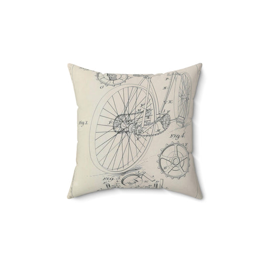 Patent drawing - for J. J. Hentz' Bicycle Public domain  image Decorative Accent Square Pillow