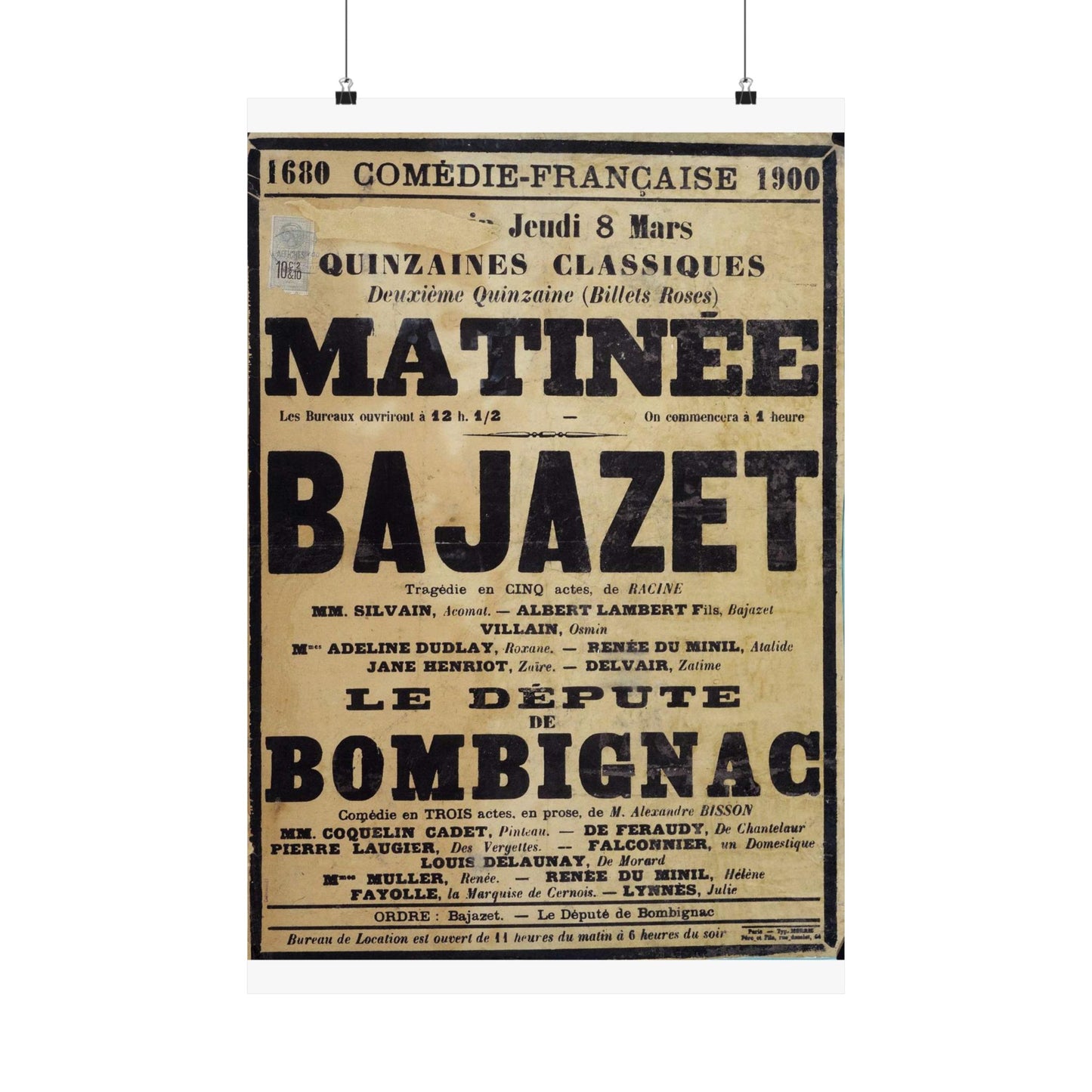 Poster of Bajazet 1900 - A poster advertising a concert in paris High Quality Matte Wall Art Poster for Home, Office, Classroom