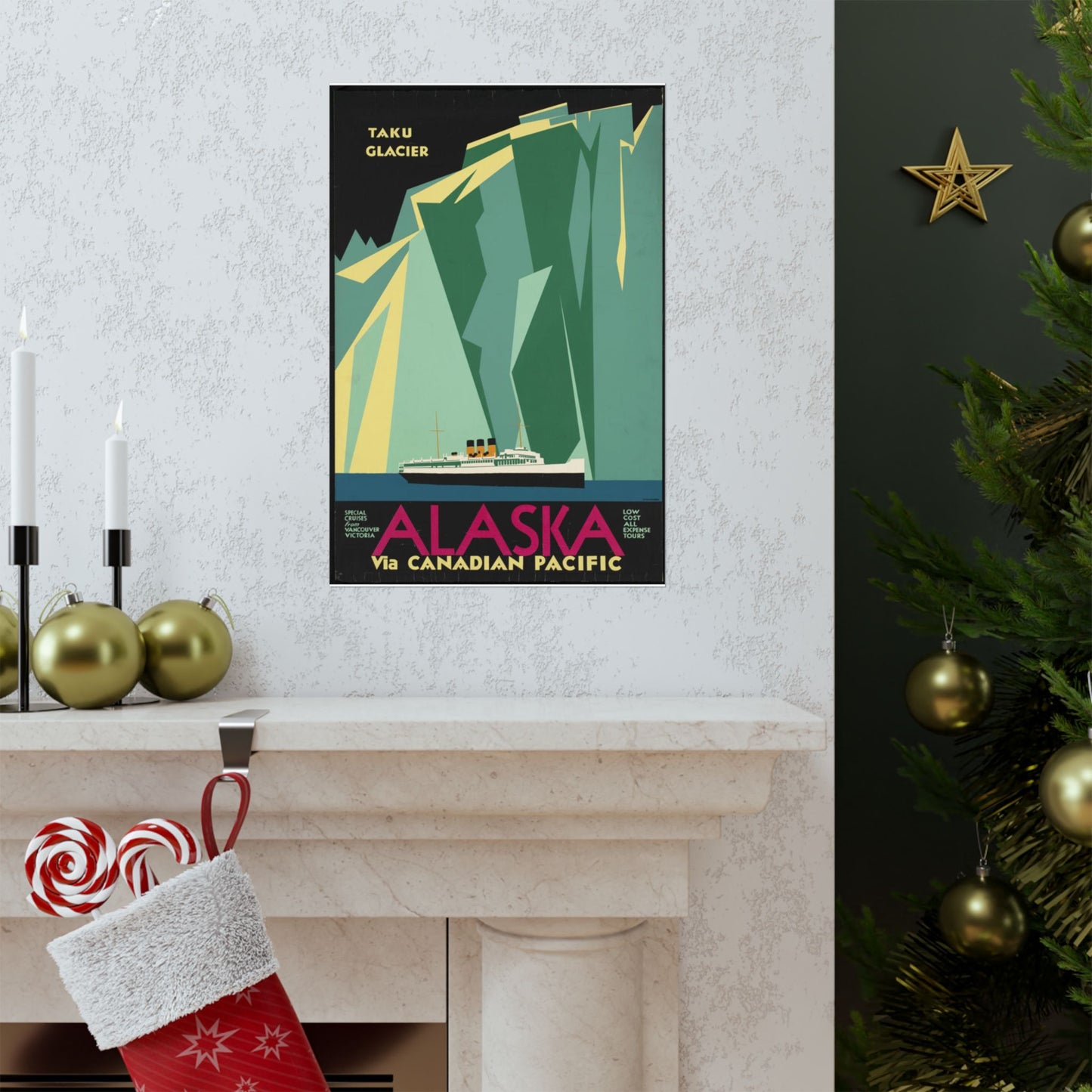 Alaska. Vintage Travel Poster., Art Deco Poster High Quality Matte Wall Art Poster for Home, Office, Classroom