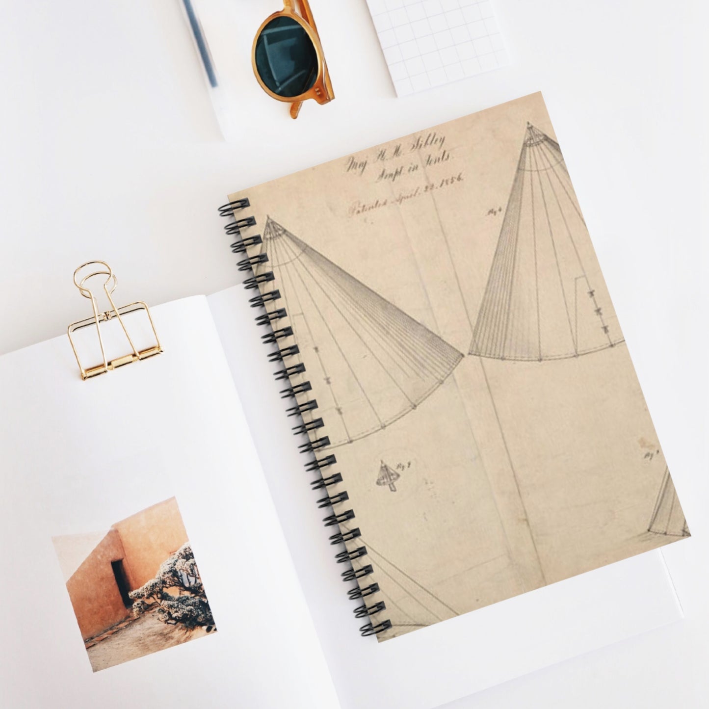 Patent drawing - Drawing of Improvement in Tents Public domain  image Spiral Bound Ruled Notebook with Printed Cover